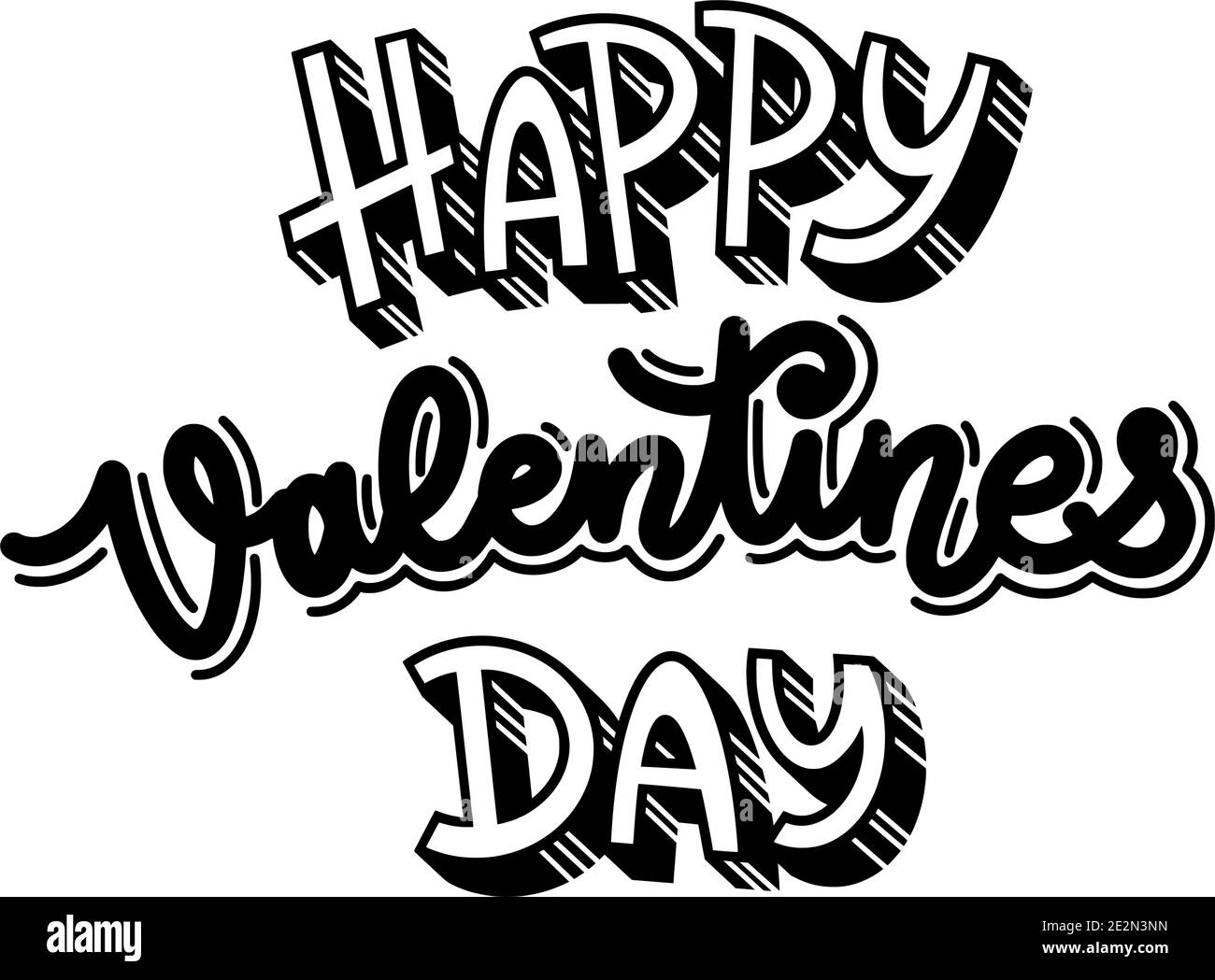Vector lettering happy valentines day. Valentines Day. Black and white ...