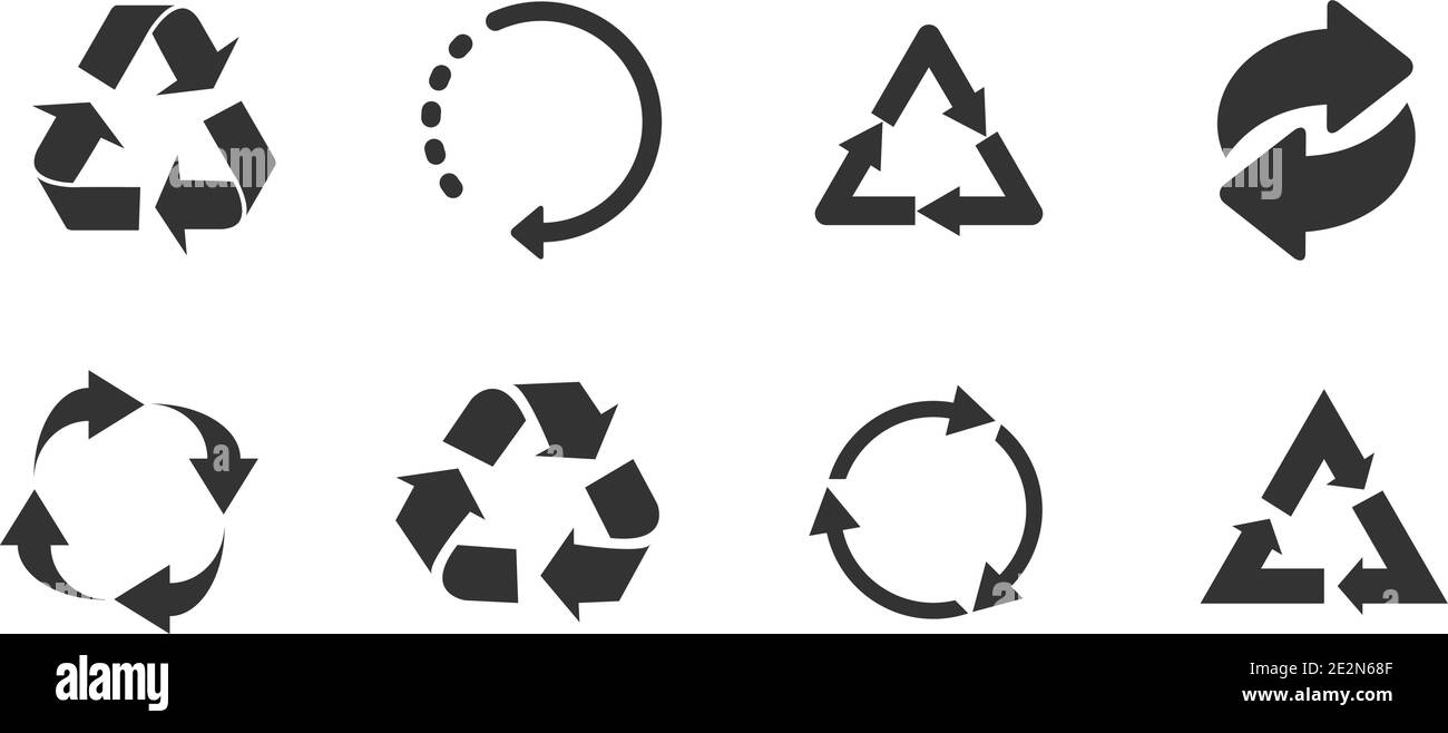 Recycle icon set black on white background Stock Vector