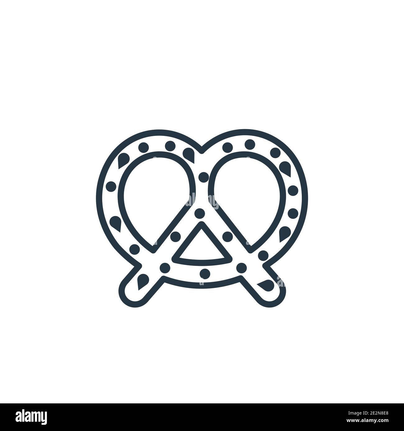 Pretzel outline vector icon. Thin line black pretzel icon, flat