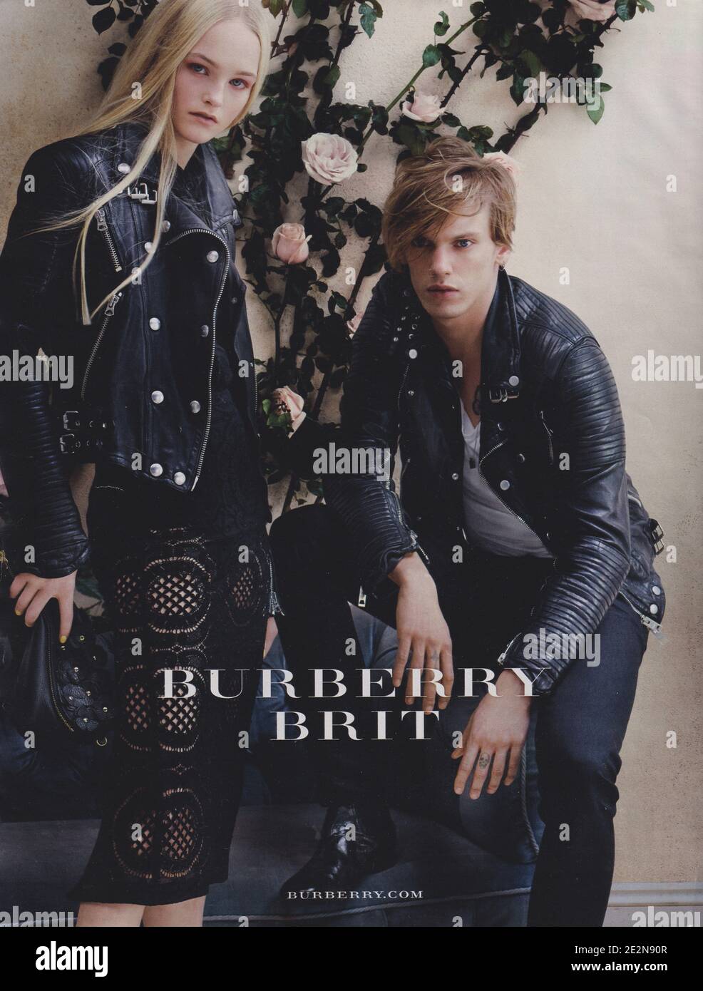 poster advertising Burberry fashion house in paper magazine from 2014 year,  advertisement, creative Burberry advert from 2010s Stock Photo - Alamy