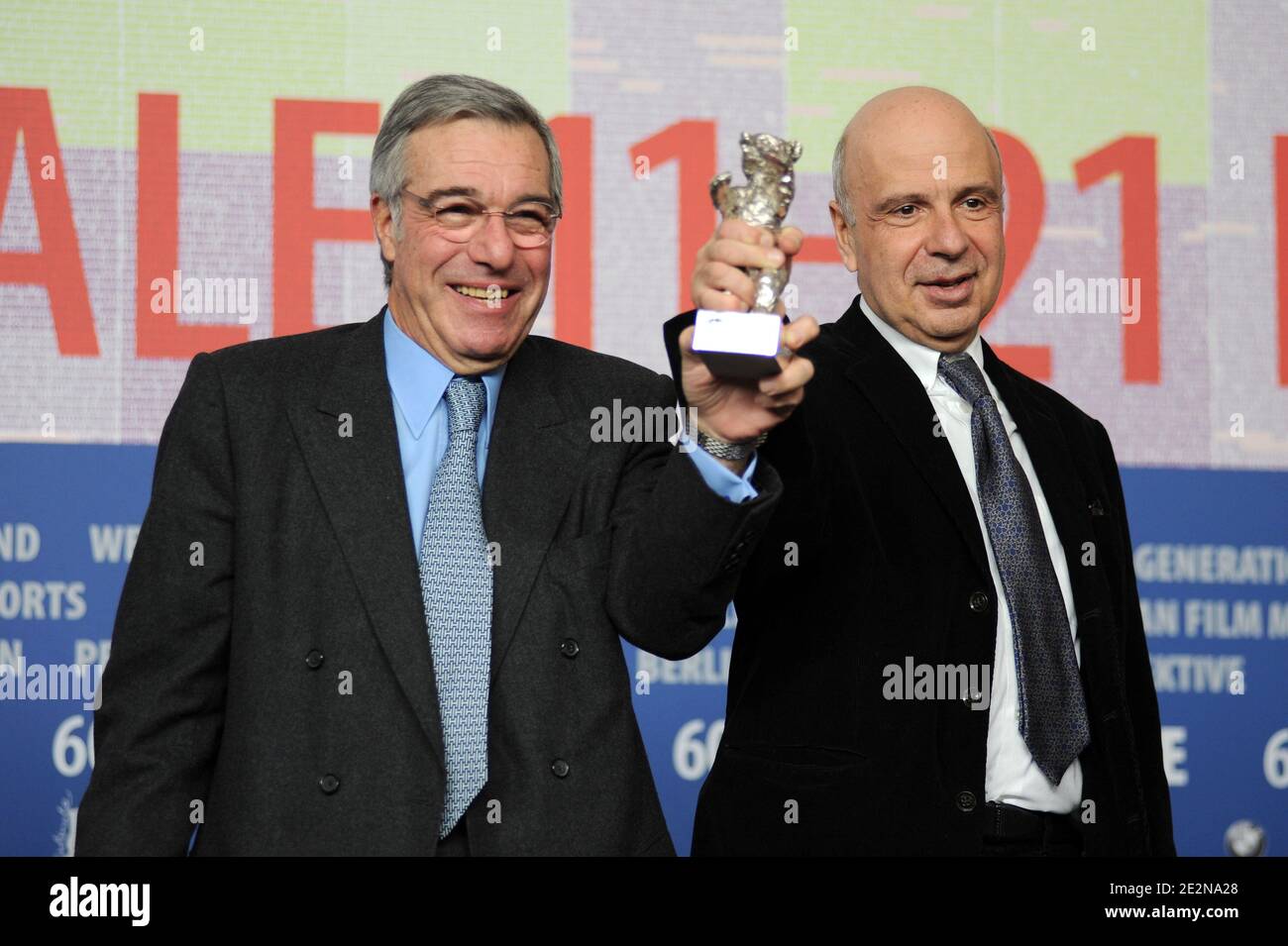 French producer Alain Sarde and Robert Benmussa pose with the Silver ...