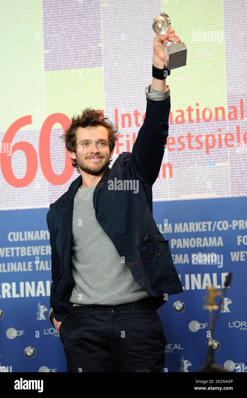 Actor Grigory Dobrygin pose with the Silver Bear for Best Actor of 'Kak ya provel etim letom' (How I Ended This Summer) during a press conference after the awards ceremony of the 60th Berlinale Film Festival in Berlin, Germany on February 20, 2010. Photo by Nicolas Briquet/ABACAPRESS.COM Stock Photo