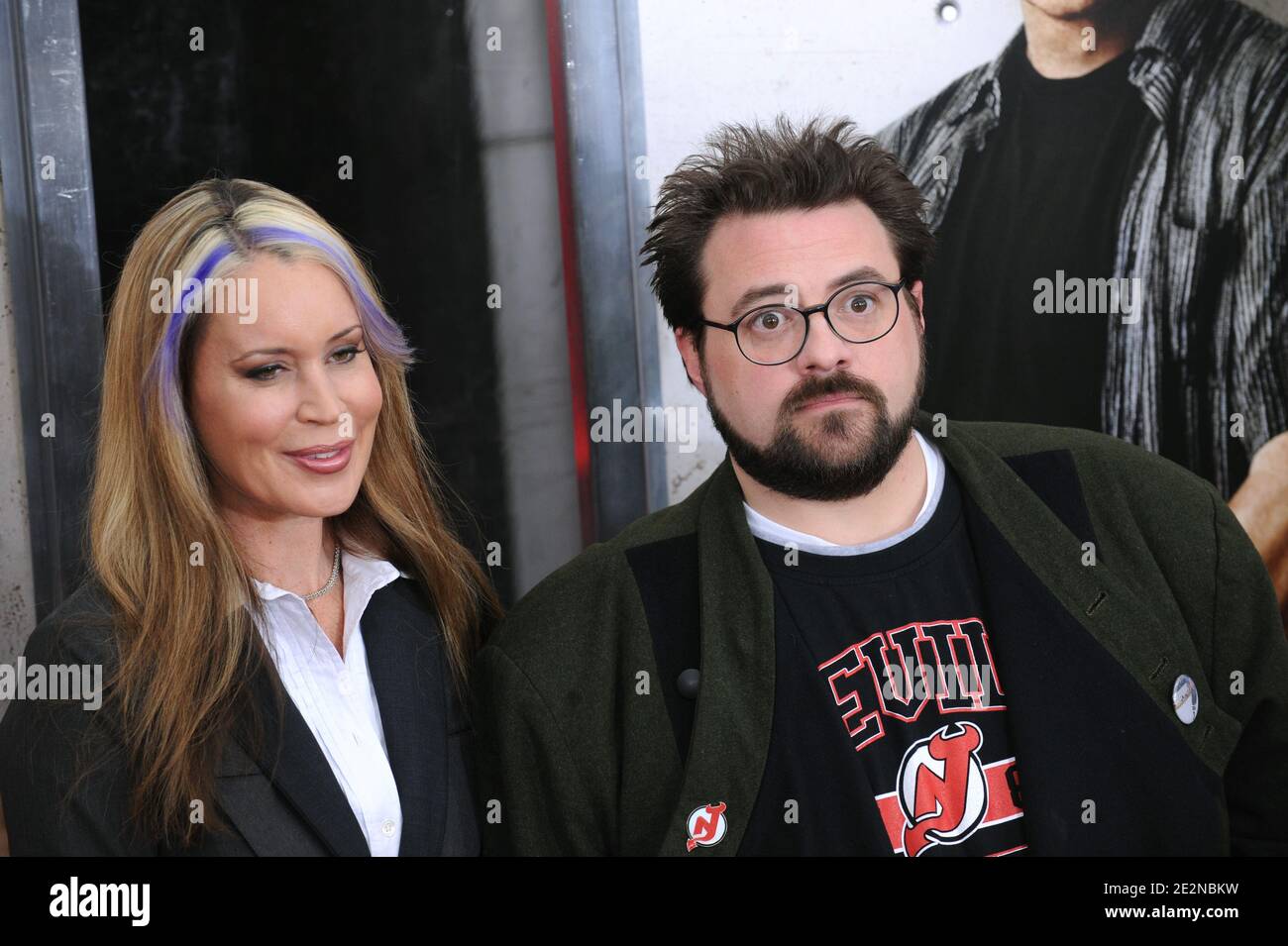 Director Kevin Smith and Jennifer Schwalbach arriving for the premiere of 'Cop Out' at AMC Loews Lincoln Square 13 in New York City, NY, USA, on February 22, 2010. Photo by Mehdi Taamallah/ABACAPRESS.COM Stock Photo