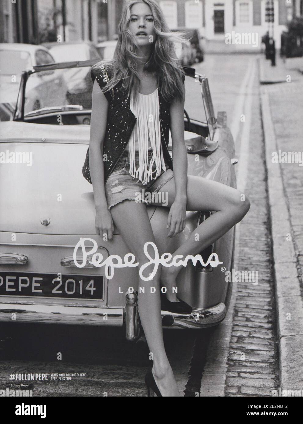poster advertising Pepe Jeans denim, casual wear jeans brand with Behati  Prinsloo, magazine from 2014, advertisement, creative Pepe Jeans 2010s  advert Stock Photo - Alamy