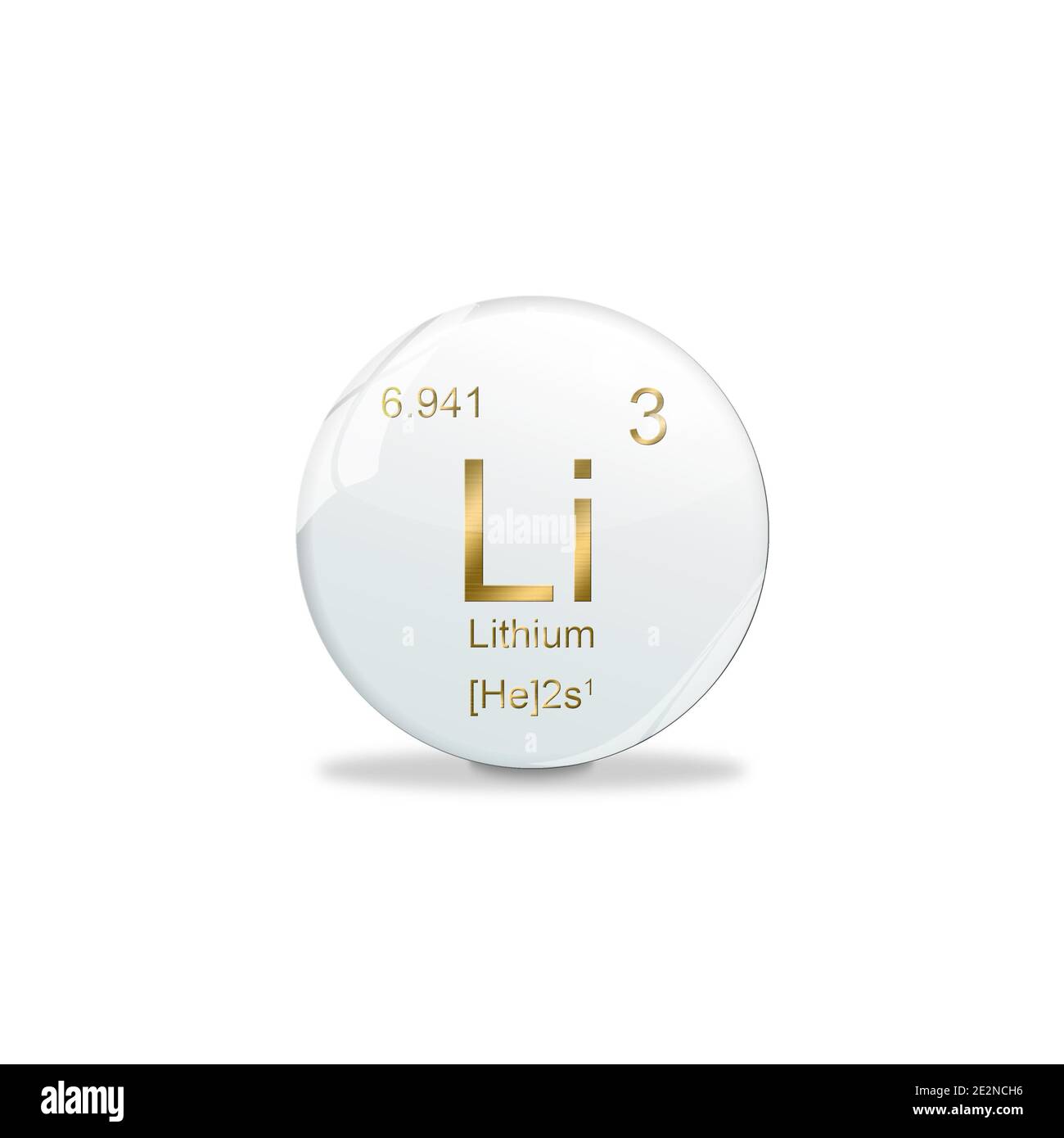 Lithium symbol Li. Element of the periodic table on white ball with
