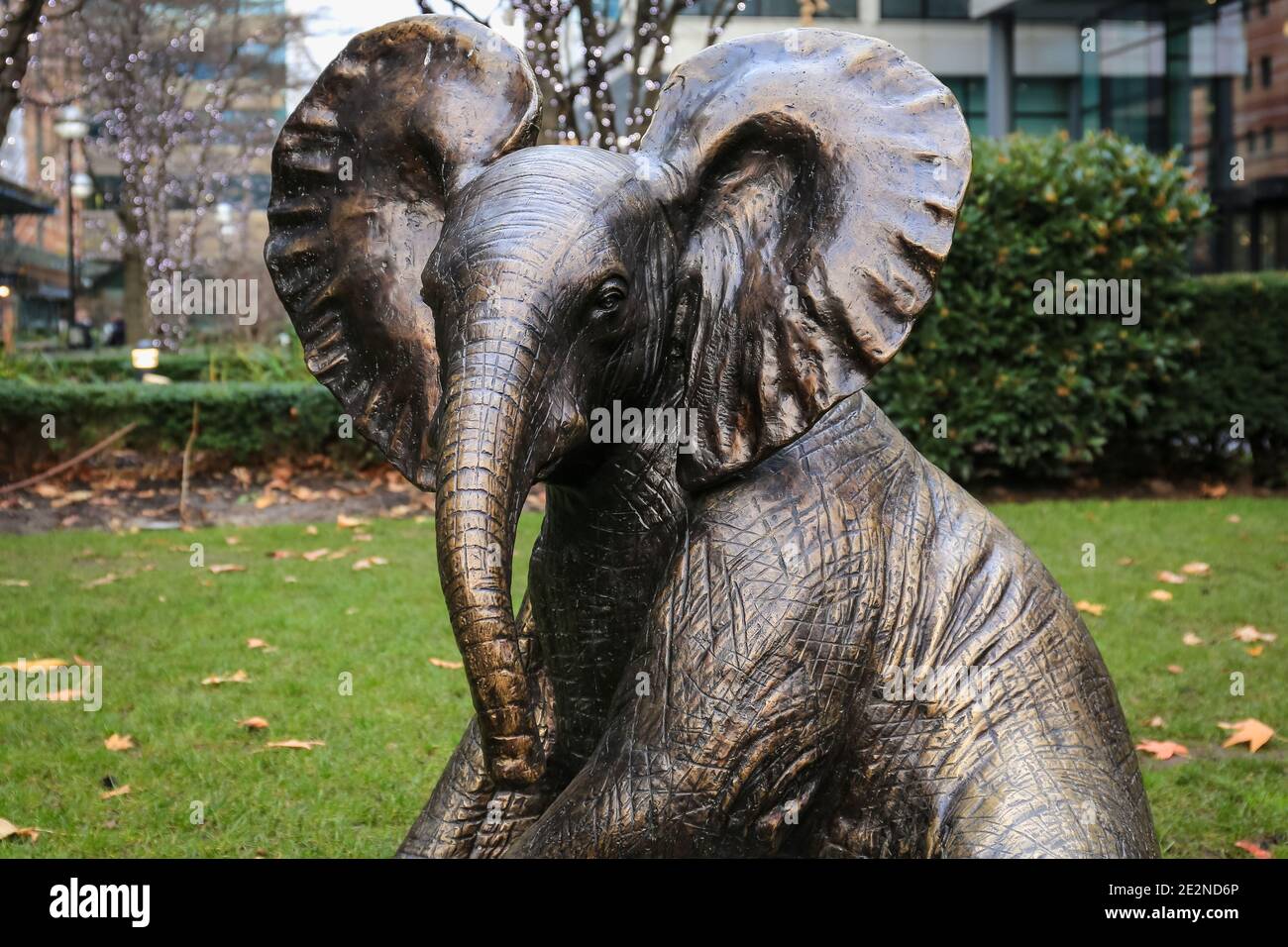 London, UK. 24 December 2020. 'The Orphans' bronze sculptures by Gillie