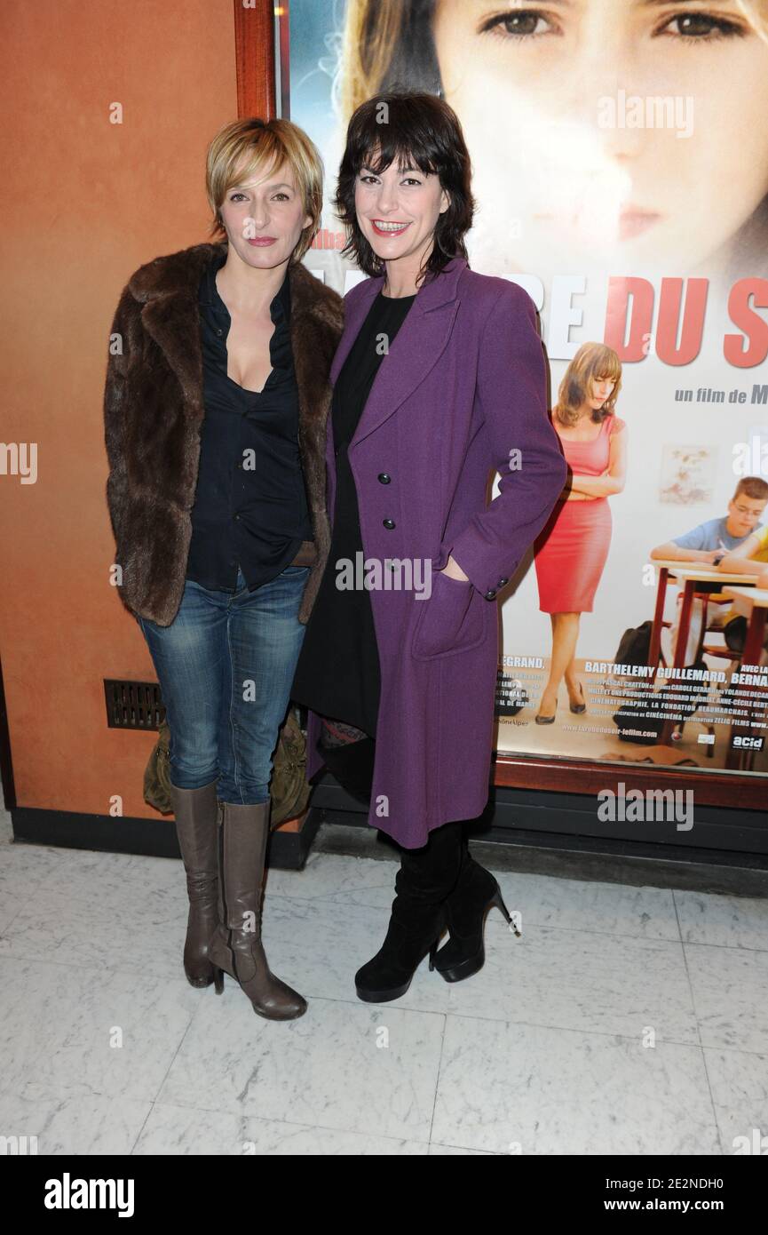 Cast members Sophie Mounicot (L) and Lio at the premiere of 'La Robe du Soir'  at