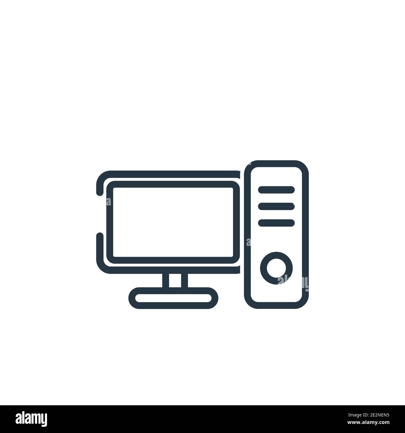 Pc outline vector icon. Thin line black pc icon, flat vector simple