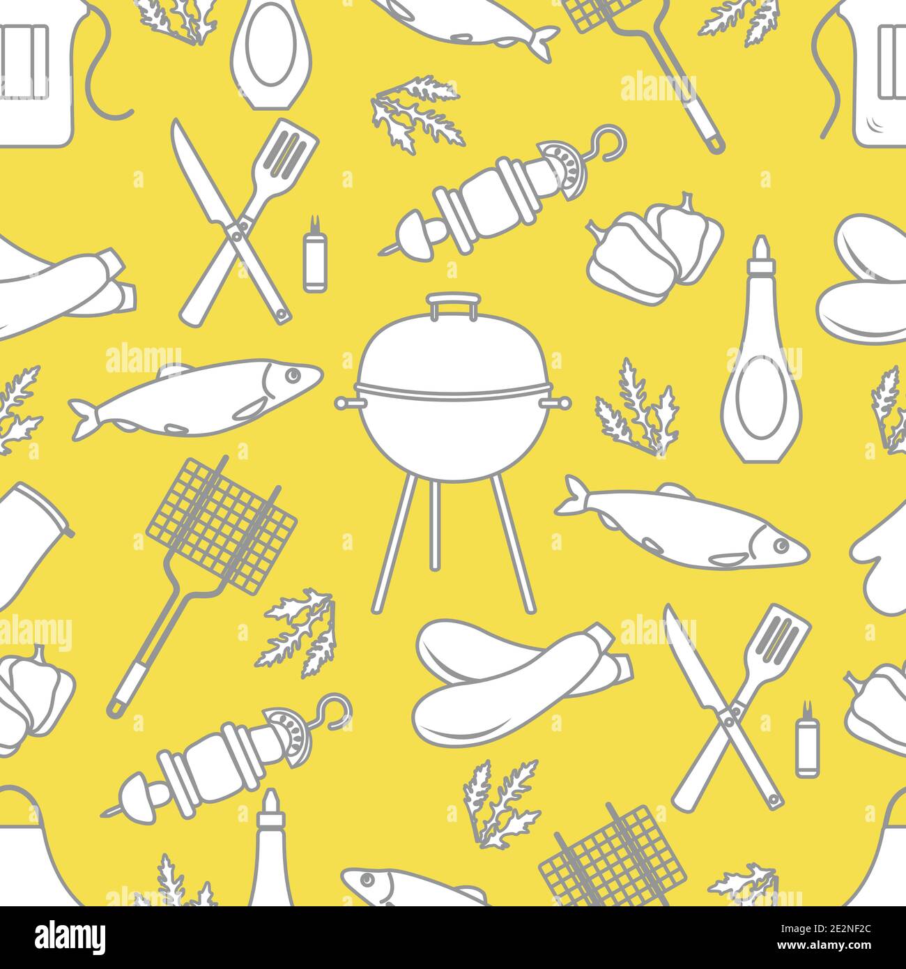 Seamless pattern with grill and barbecue tools. BBQ party background ...