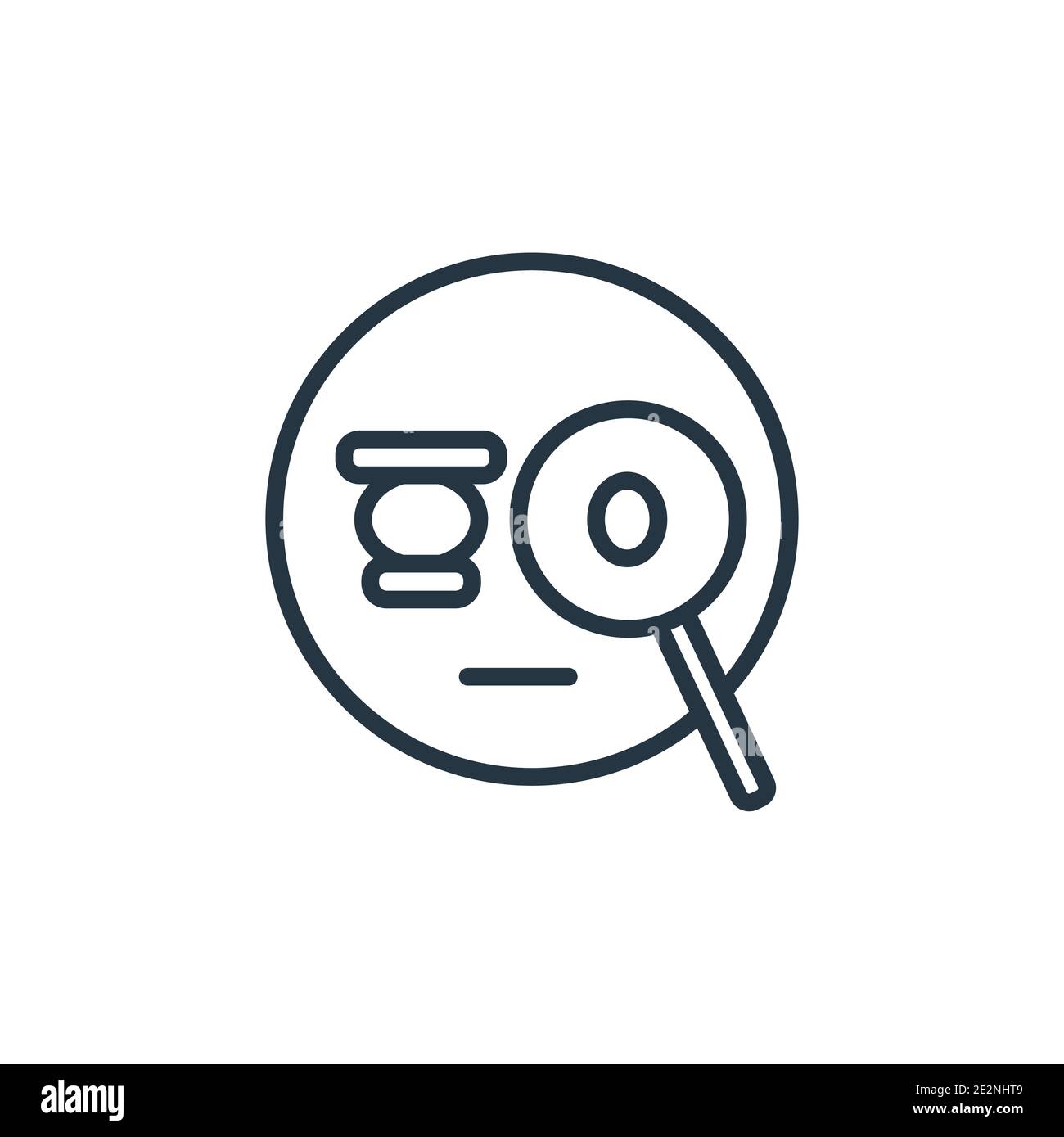 Suspicious emoji outline vector icon. Thin line black suspicious emoji icon, flat vector simple element illustration from editable emoji concept isola Stock Vector