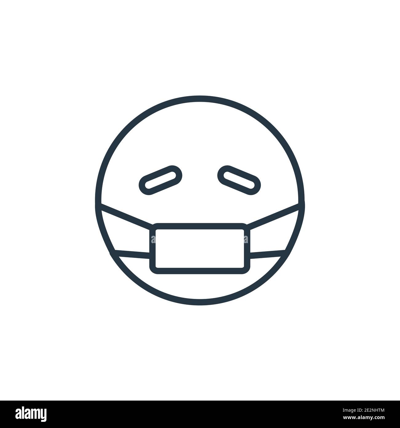 Ill emoji outline vector icon. Thin line black ill emoji icon, flat ...