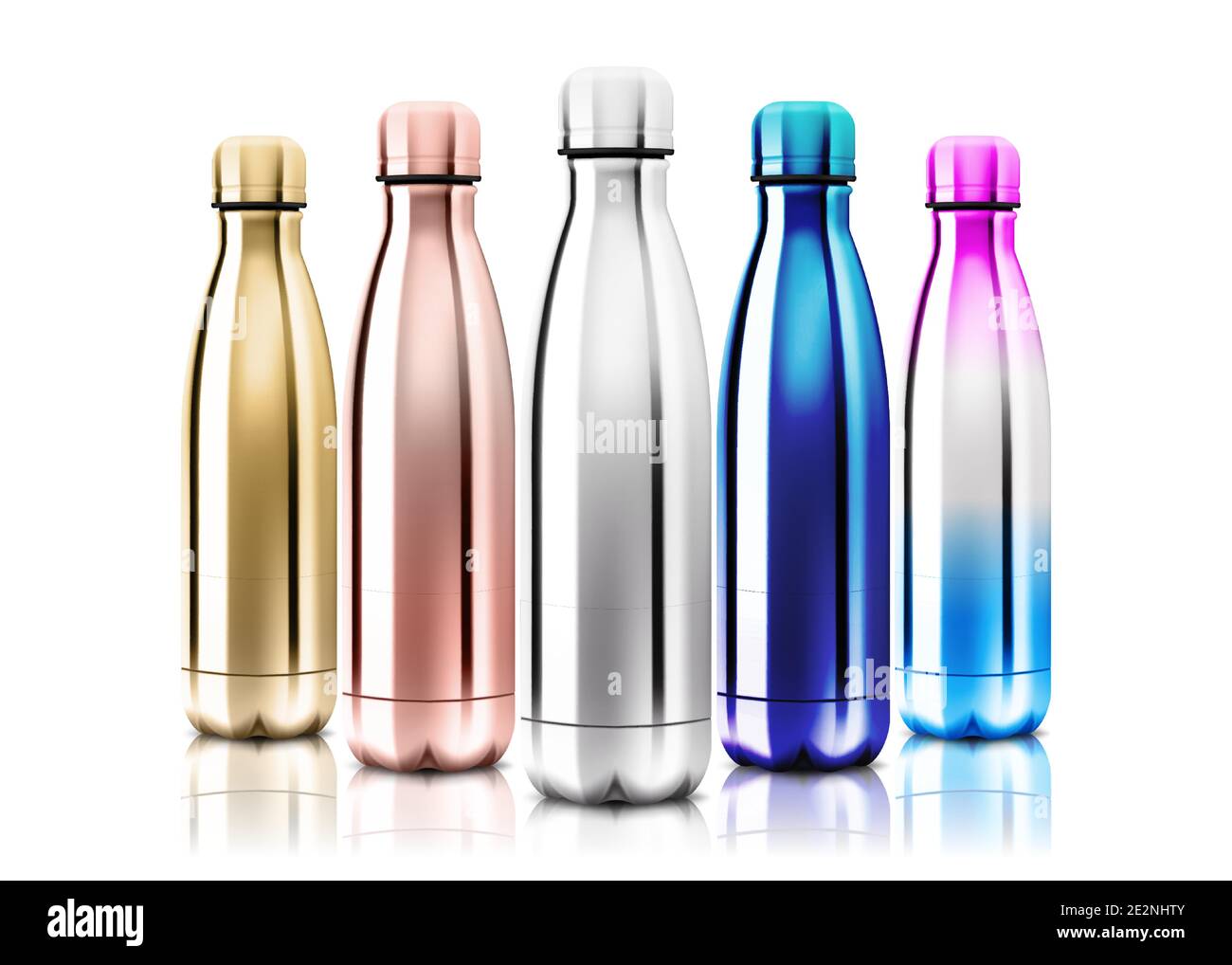 Plastic reusable water bottles set colorful drink Vector Image
