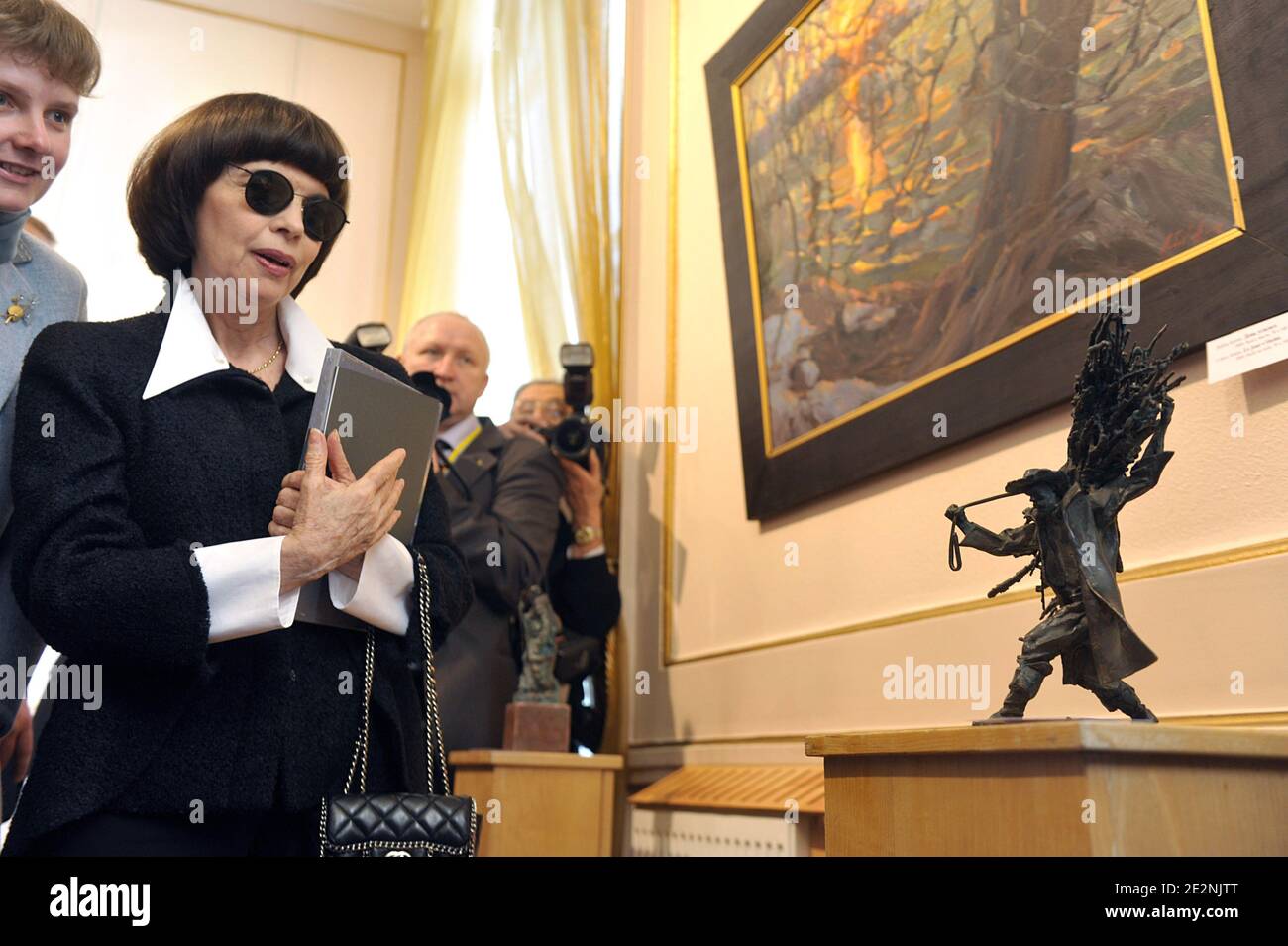 French singer Mireille Mathieu visits the Exhibition 'Une Fenetre Sur La Russie' at the Russian Culture and Science Center in Paris, France on March 2, 2010. Photo by Giancarlo Gorassini/ABACAPRESS.COM Stock Photo