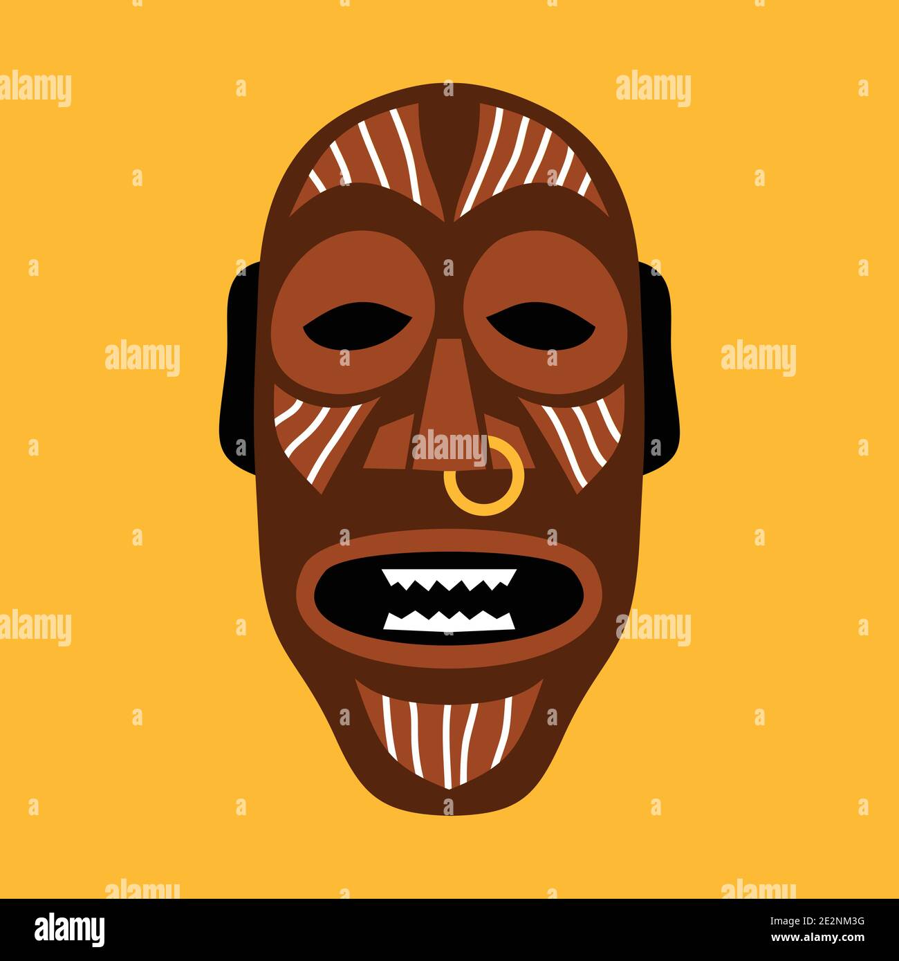African ritual mask. Flat vector illustration in bright colors Stock ...