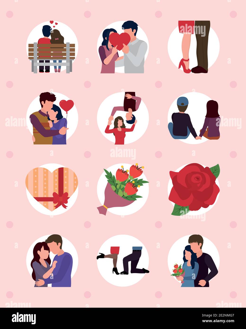 happy valentines icons set over pink background, colorful design ...