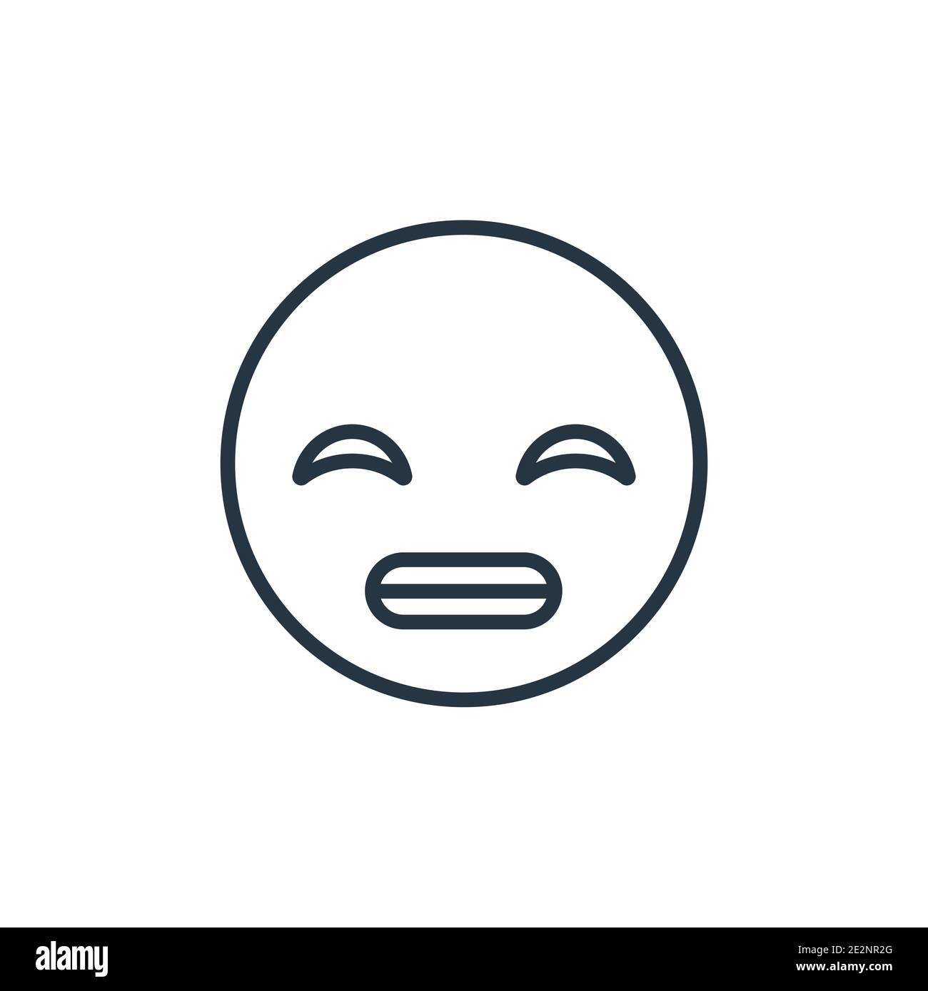 Grinning emoji outline vector icon. Thin line black grinning emoji icon, flat vector simple element illustration from editable emoji concept isolated Stock Vector