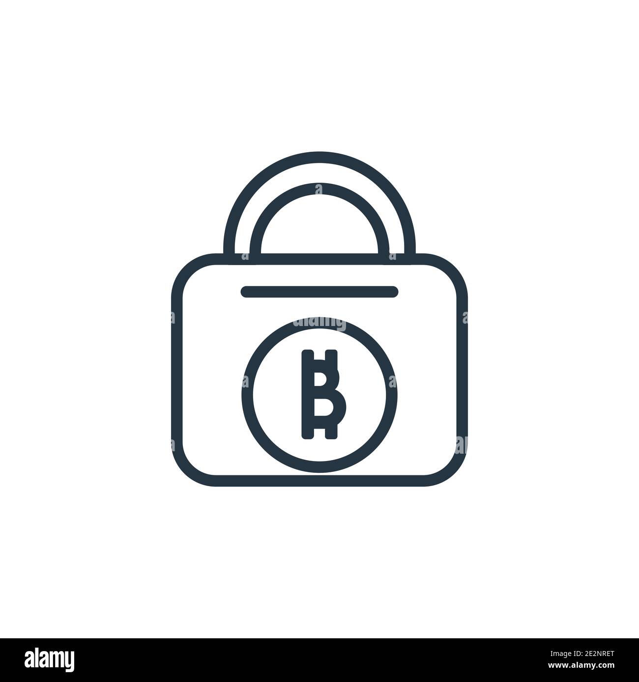 Bitcoin encryption outline vector icon. Thin line black bitcoin encryption icon, flat vector simple element illustration from editable cryptocurrency Stock Vector