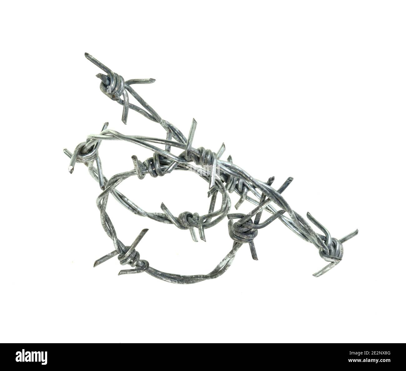 Barbed wire isolated on a white background Stock Photo