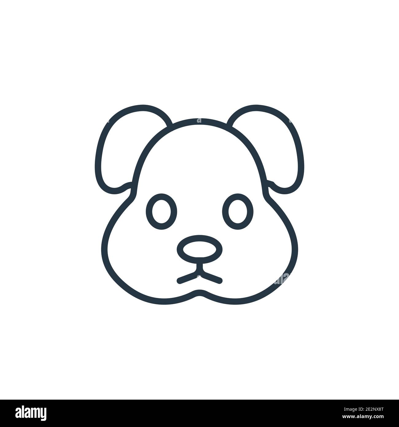 Dog emoji outline vector icon. Thin line black dog emoji icon, flat