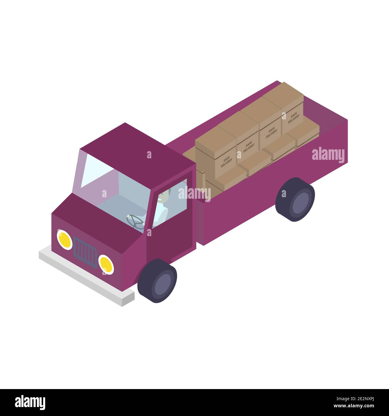 Isometric track delivery with boxes vector illusatration Stock Vector