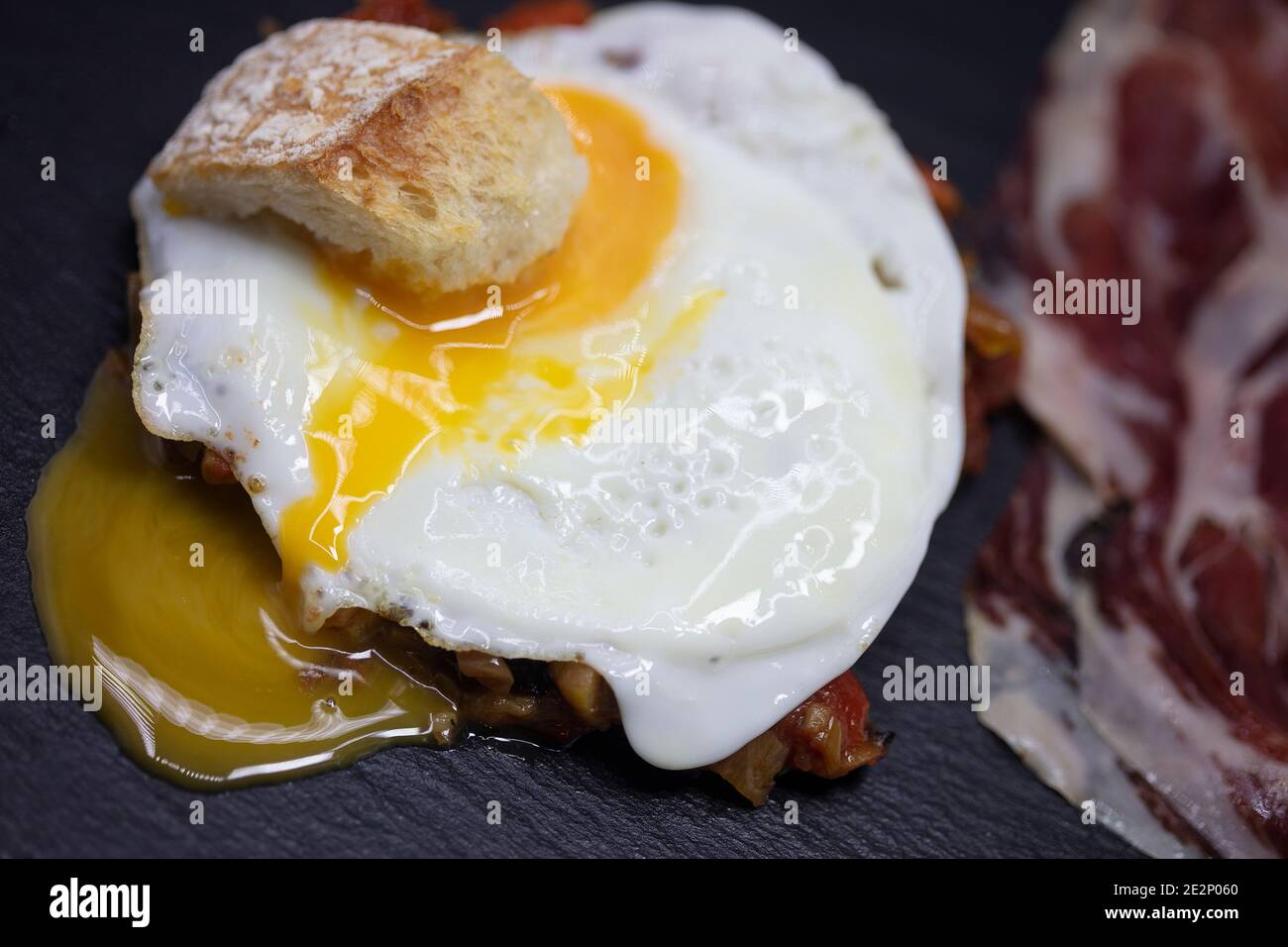 food plate with fried egg Stock Photo