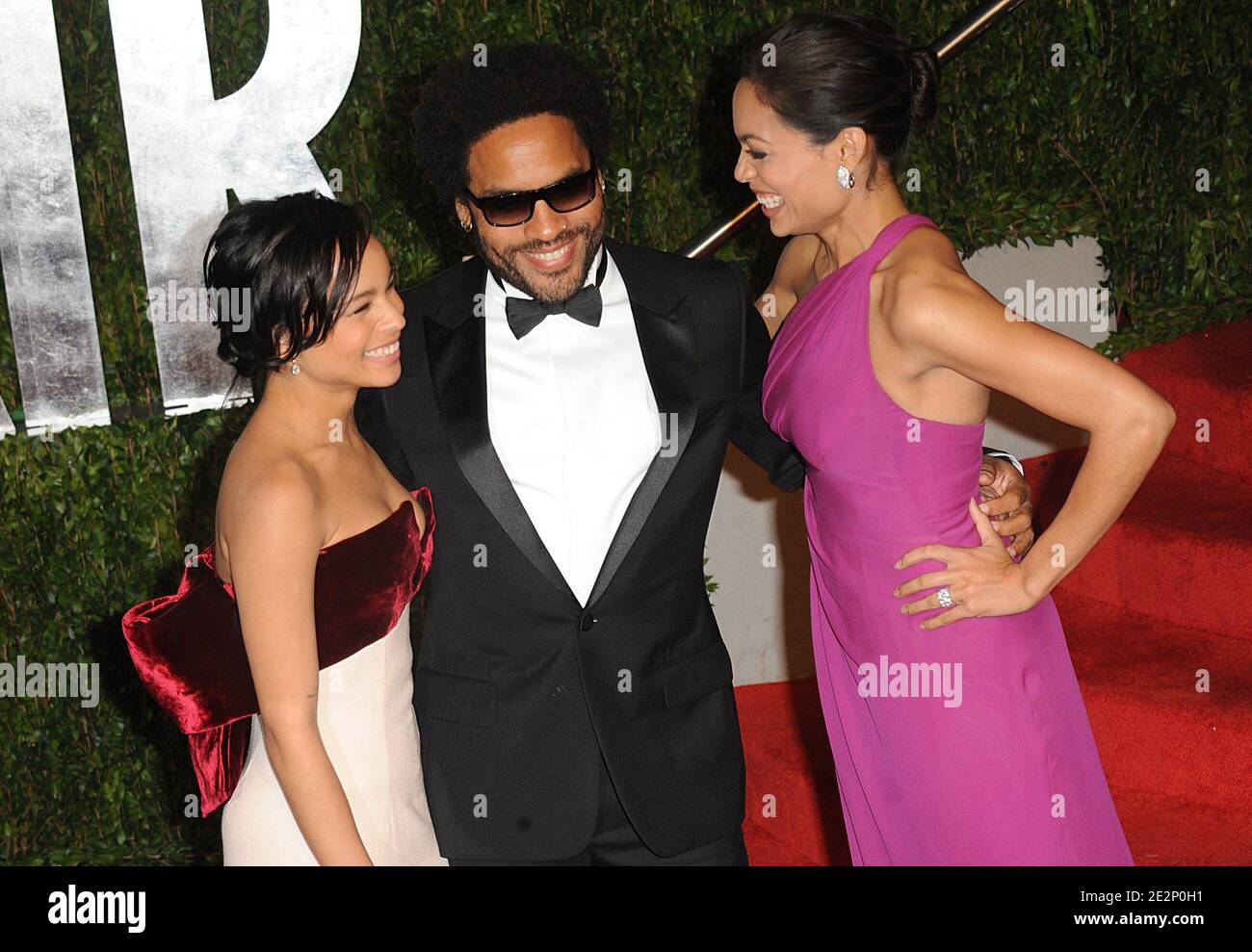 Zoe Kravitz, Lenny Kravitz and Rosario Dawson (left to right)arriving
