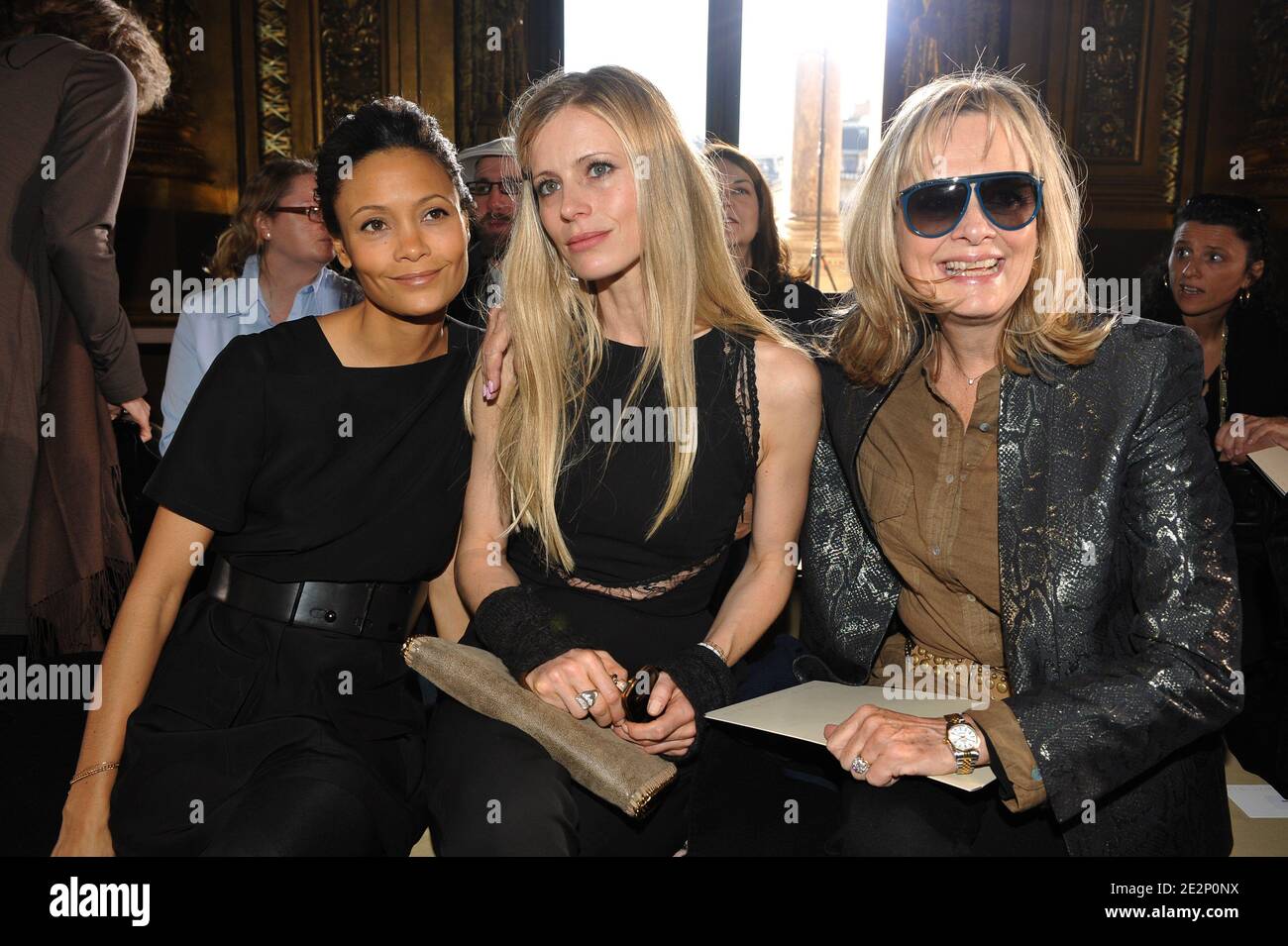 (L-R) Thandie Newton, Laura Bailey and Twiggy Lawson front row for the Stella McCartney Fall-Winter 2010/2011 ready-to-wear collection show held at the Opera Garnier in Paris, France on March 8, 2010. Photo by Thierry Orban/ABACAPRESS.COM Stock Photo