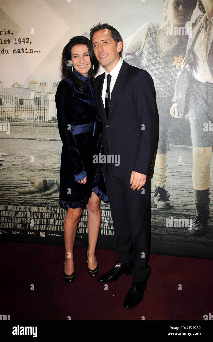 Gad Elmaleh and girlfriend Marie Drucker arriving for the premiere of 'La Rafle' held at the