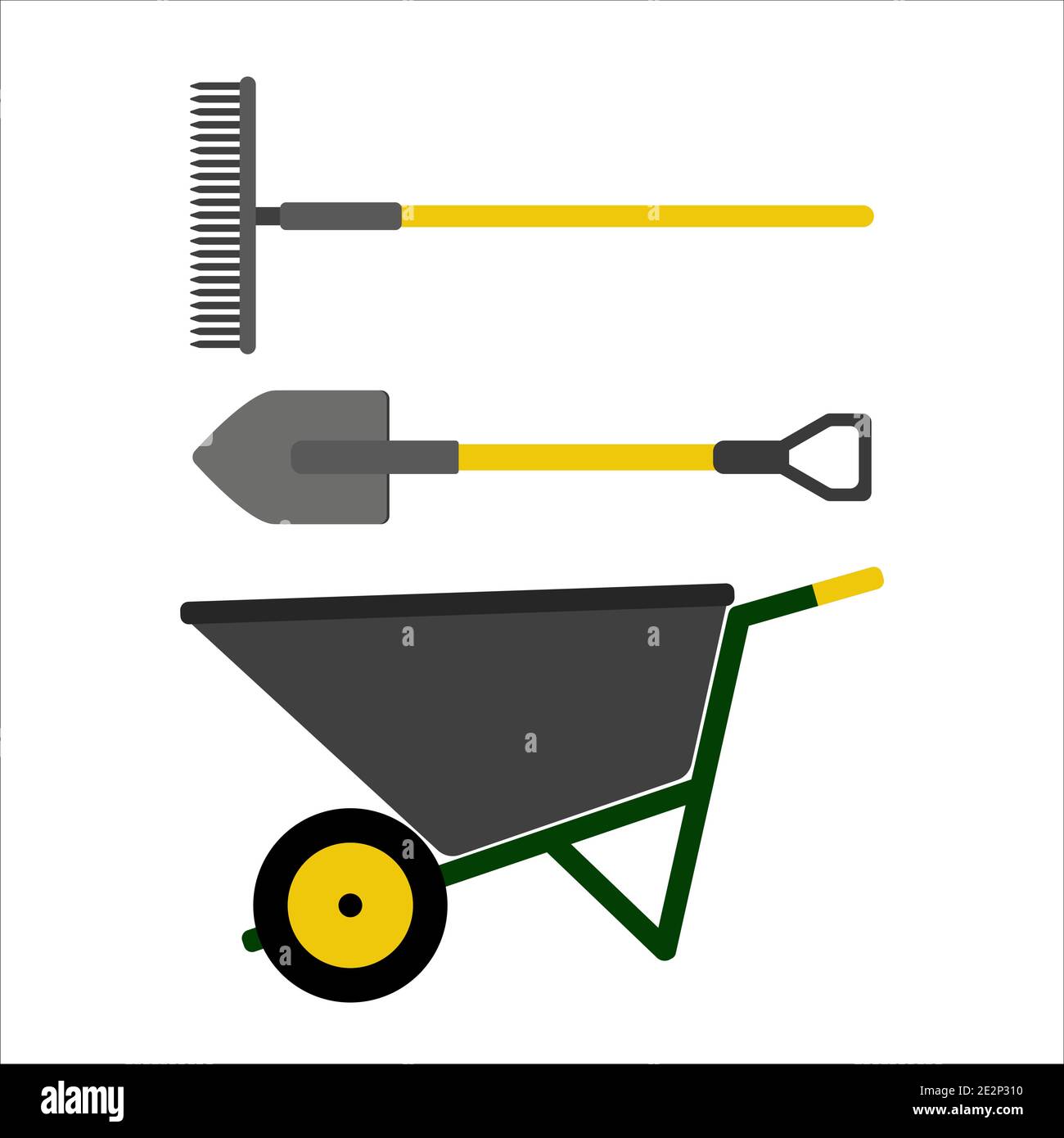 Set of garden tools isolated on a white background. Vector graphics Stock Vector