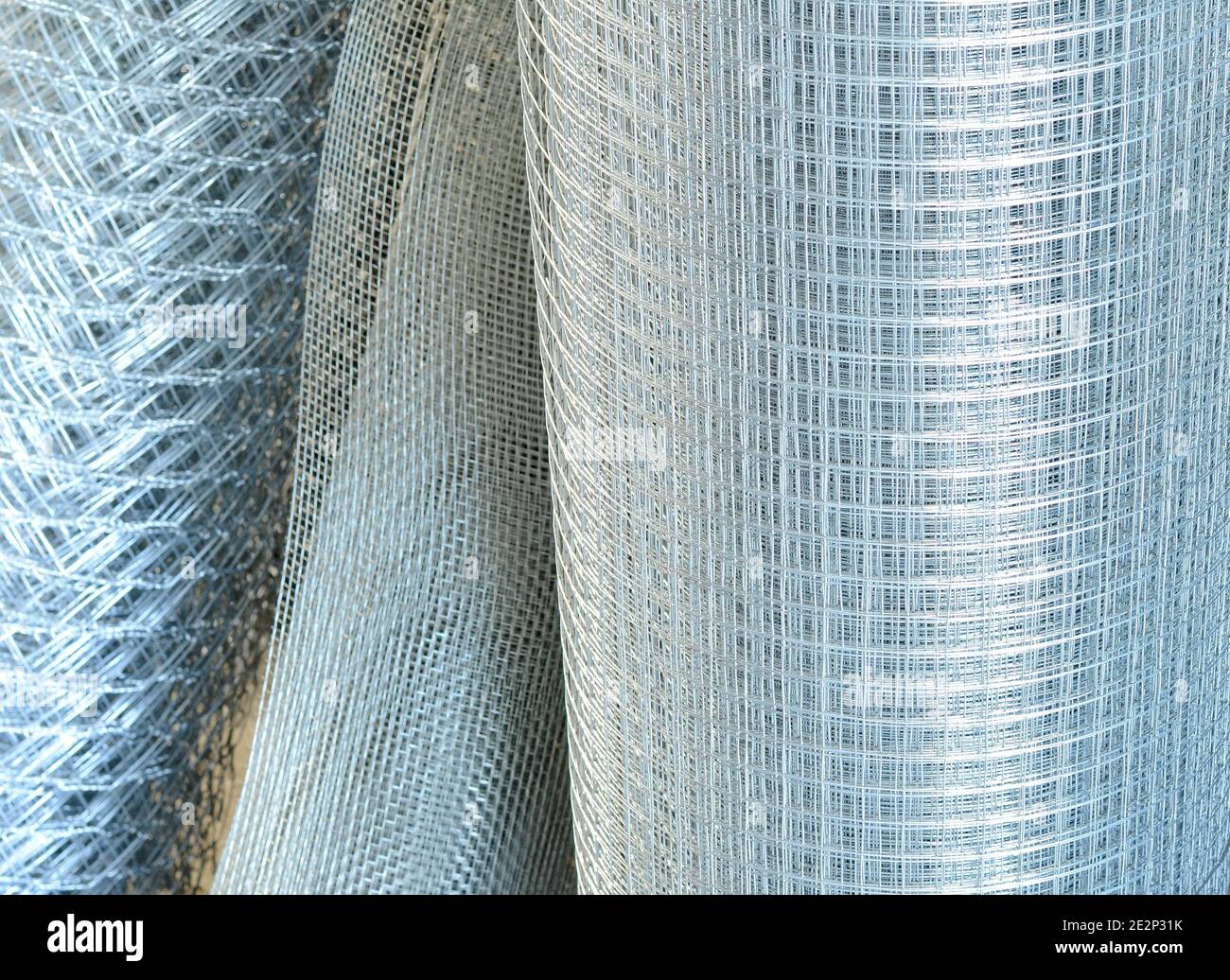 Rolls of plastic and steel wire mesh in various sizes and patterns