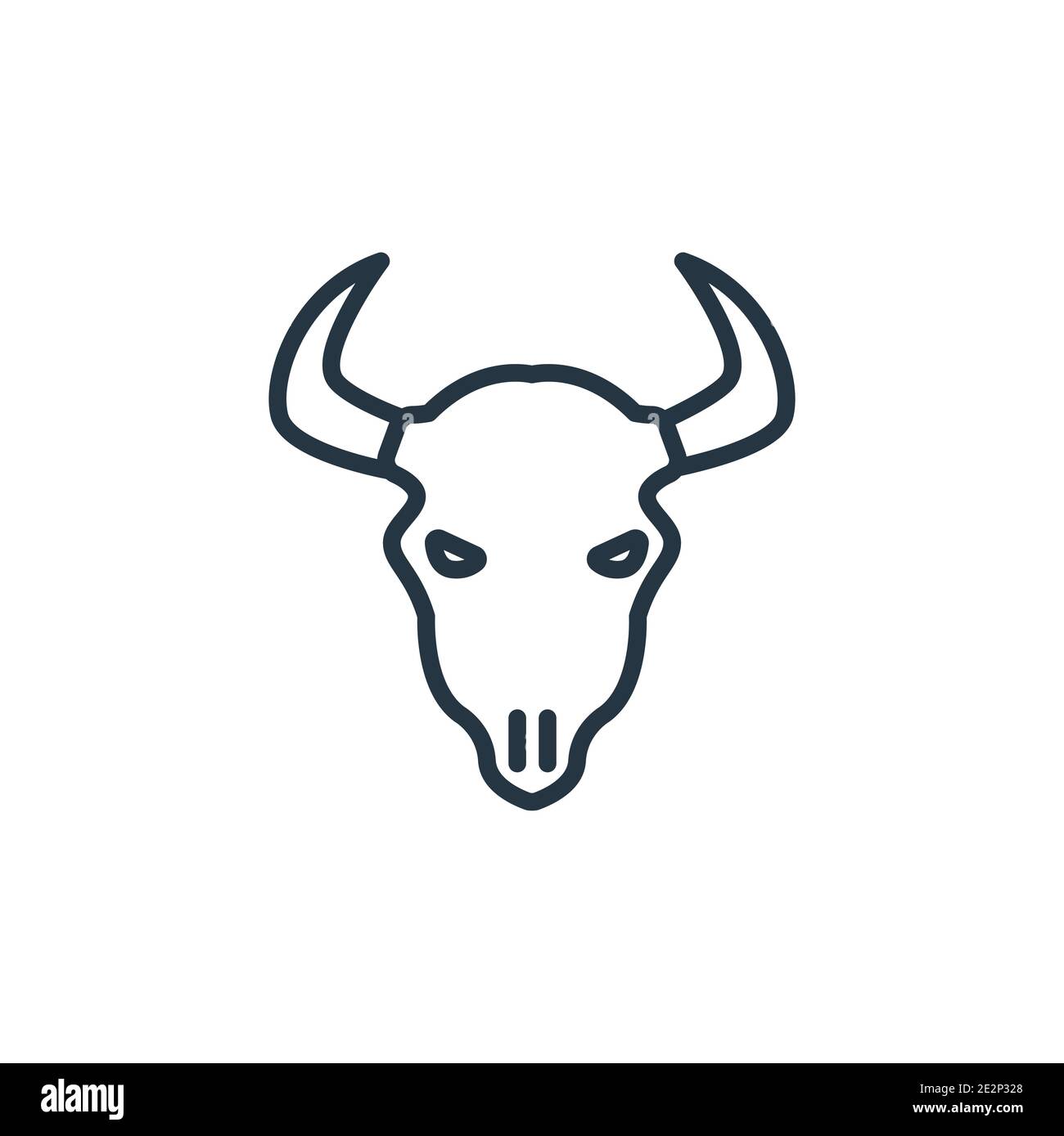 Skull of a bull outline vector icon. Thin line black skull of a bull ...