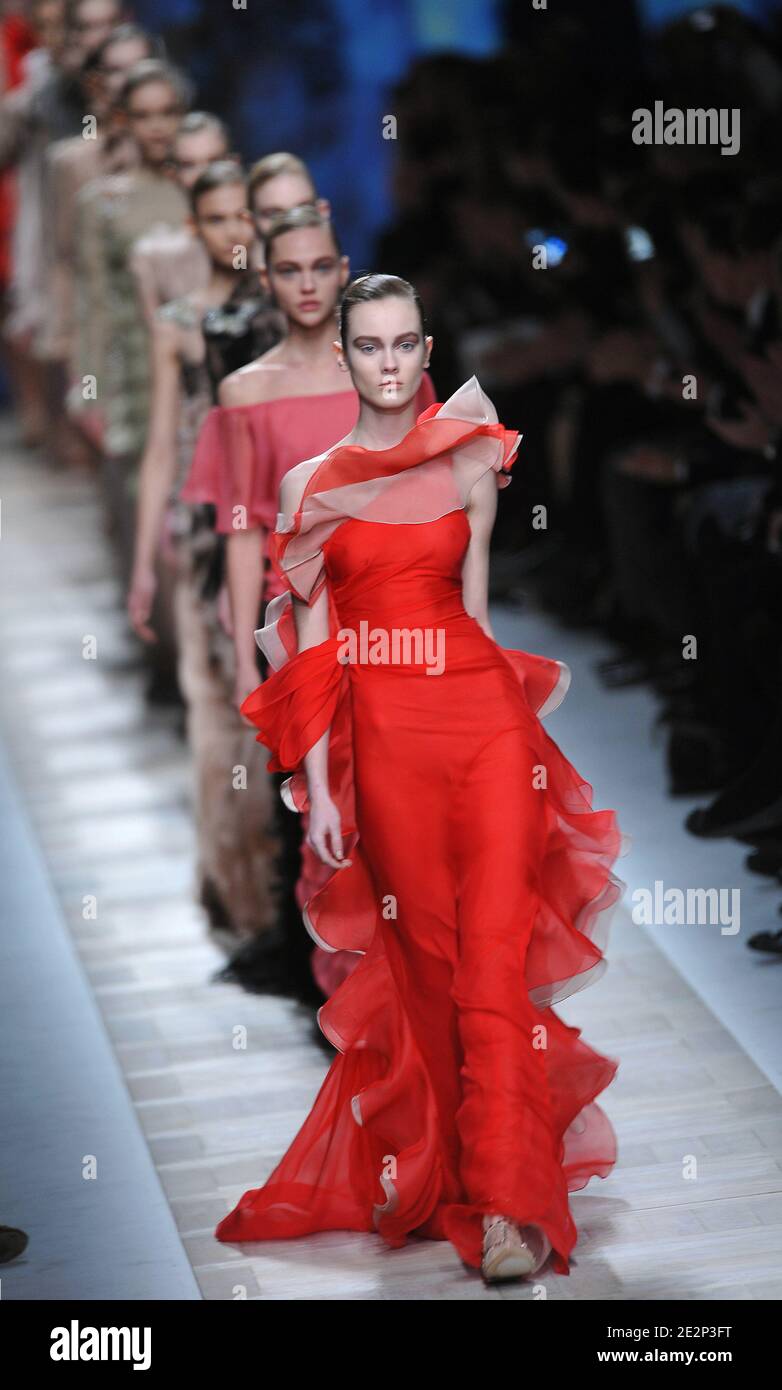 Models wear creations for Valentino Fall-Winter 2010/2011 Ready-to-Wear  collection show held in Paris, France on March 9, 2010. Photo by Thierry  Orban/ABACAPRESS.COM Stock Photo - Alamy