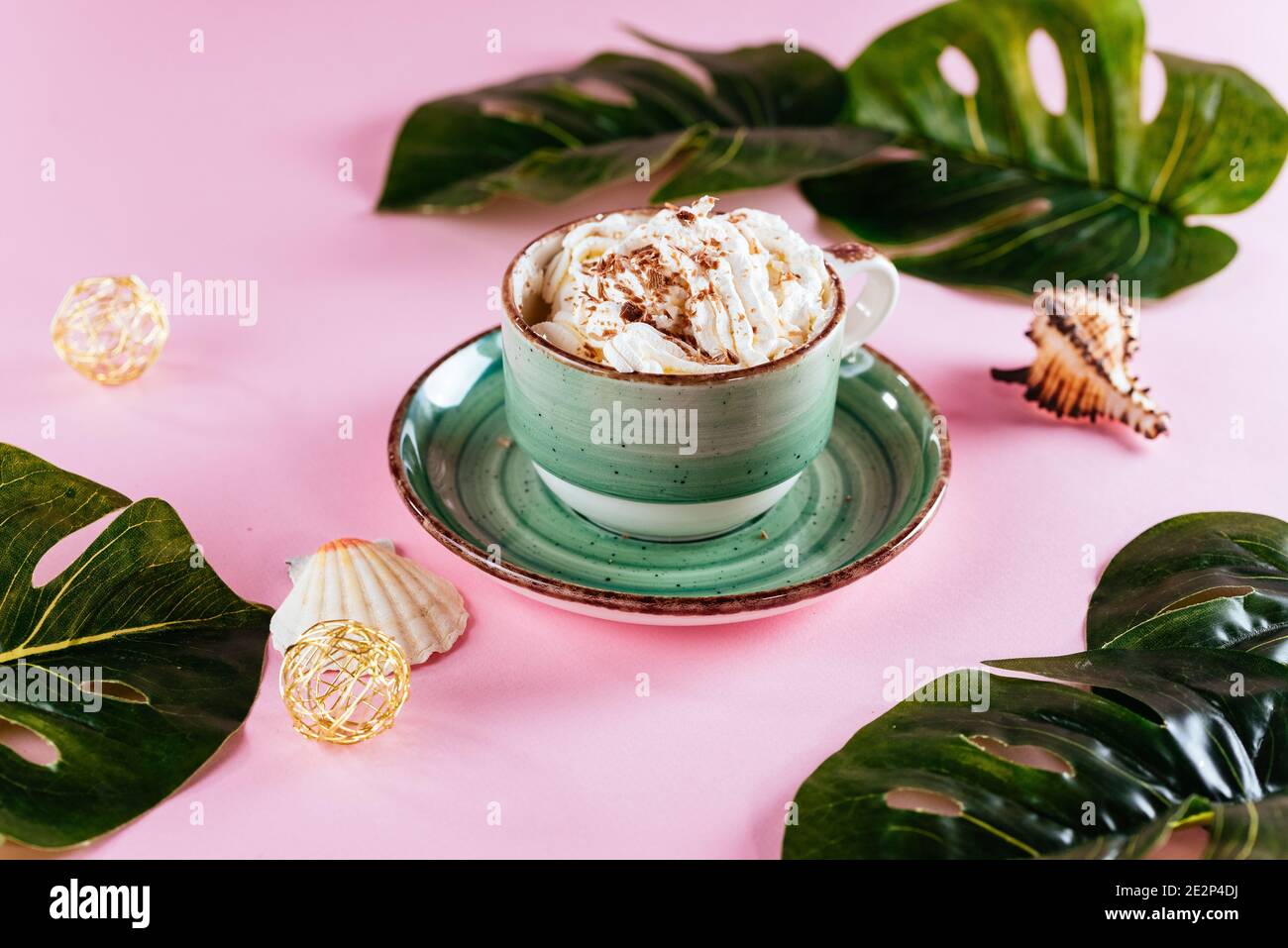 cappuccino with whipped cream in a cup Stock Photo