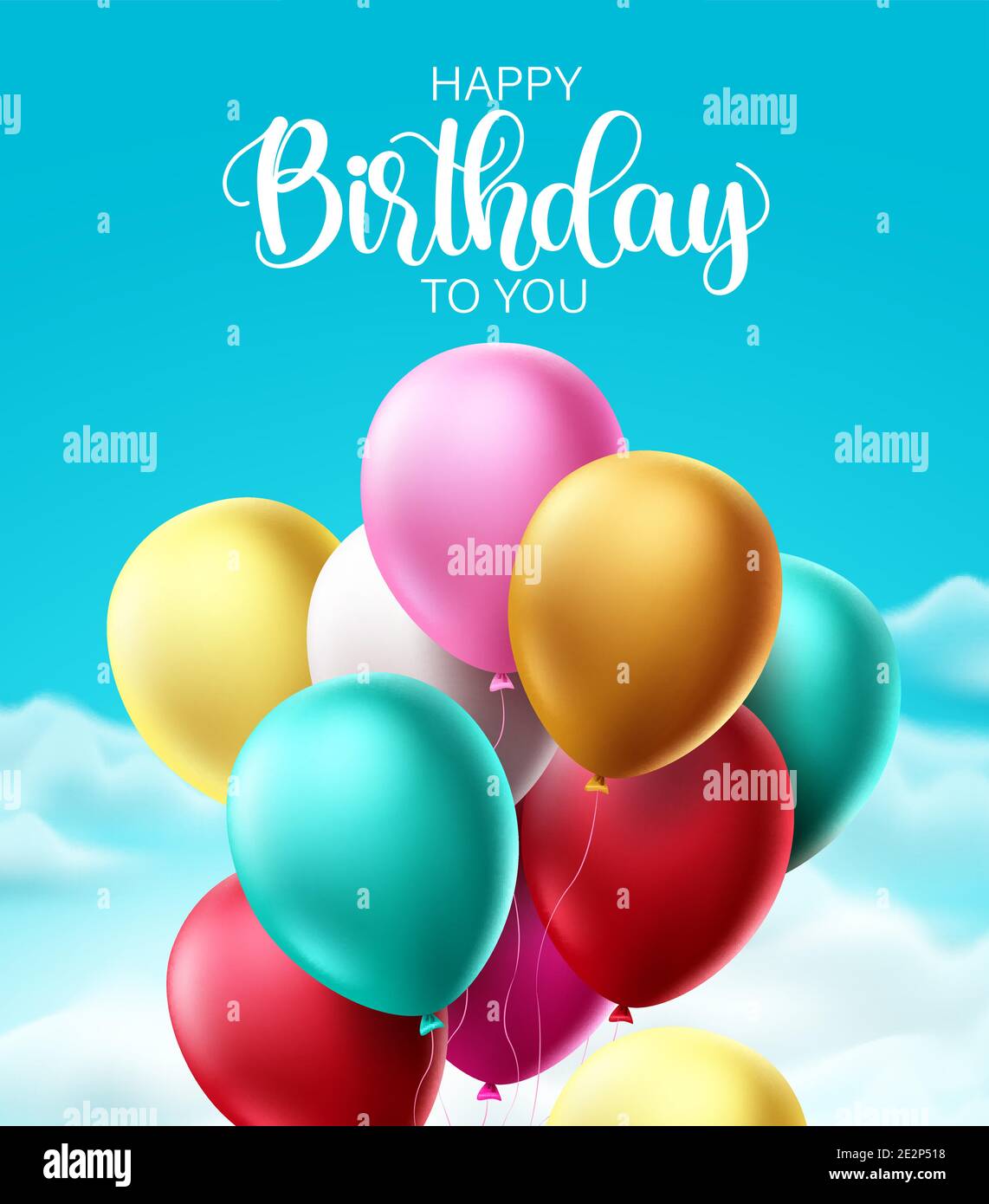 Happy birthday balloons vector design. Birthday text with colorful bunch of  flying balloon elements for birthday party celebrations and invitation car  Stock Vector Image & Art - Alamy