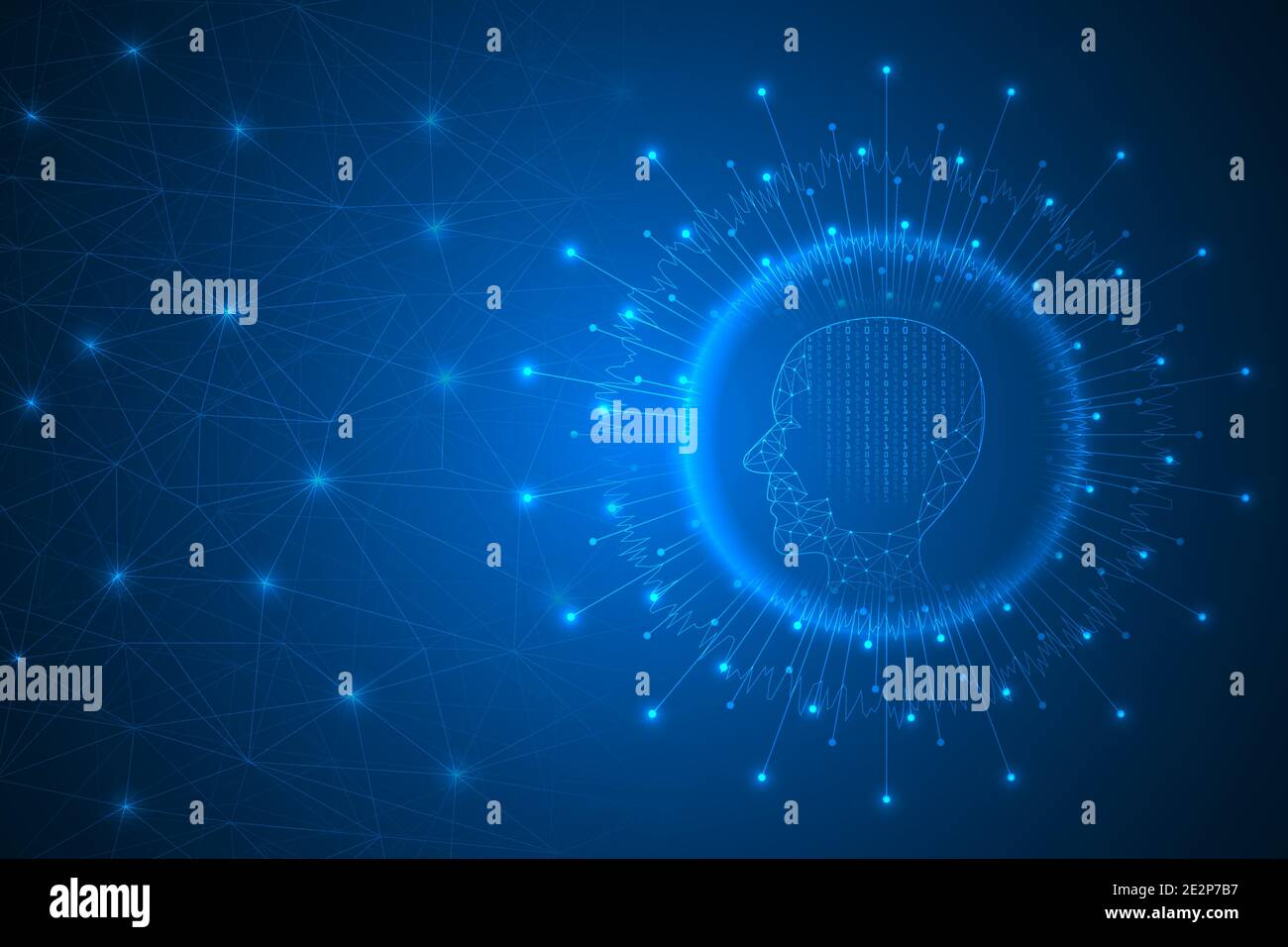 digital lines with dot connection technology abstract. intelligence and privacy abstract. Stock Vector