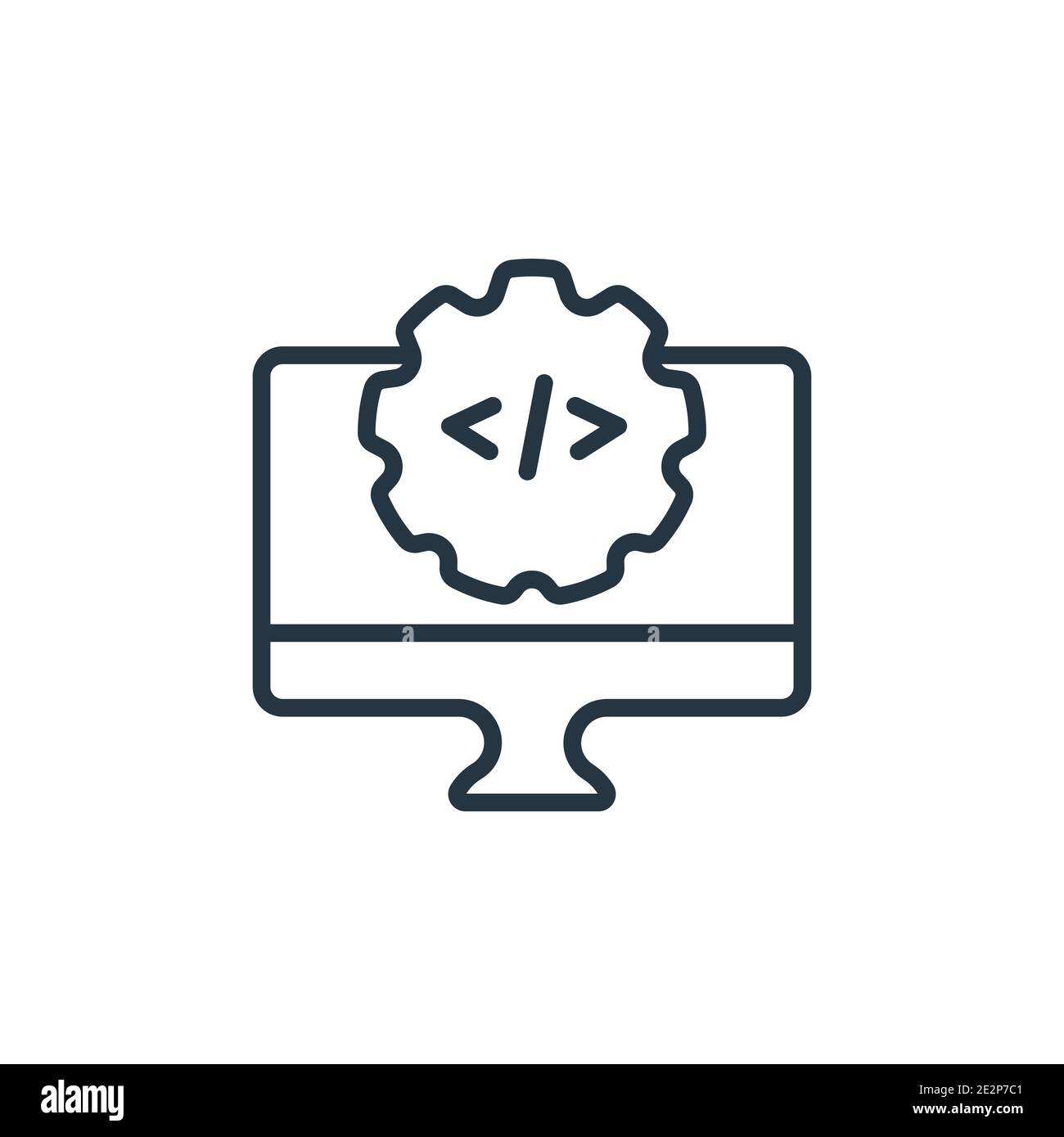 Develope outline vector icon. Thin line black develope icon, flat vector simple element illustration from editable computer concept isolated on white Stock Vector