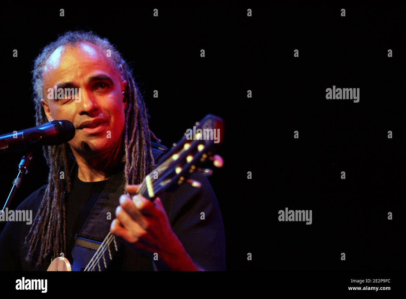 French singer Mino Cinelu performs during a unique benefit concert for Haiti during the month of la Francophonie at The French Institute Alliance Francaise in New York NY on March 15 2010. Photo