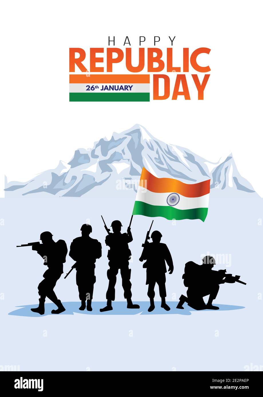 happy republic day day India. January 29. vector illustration of Indian army  with flag. white background Stock Vector Image & Art - Alamy