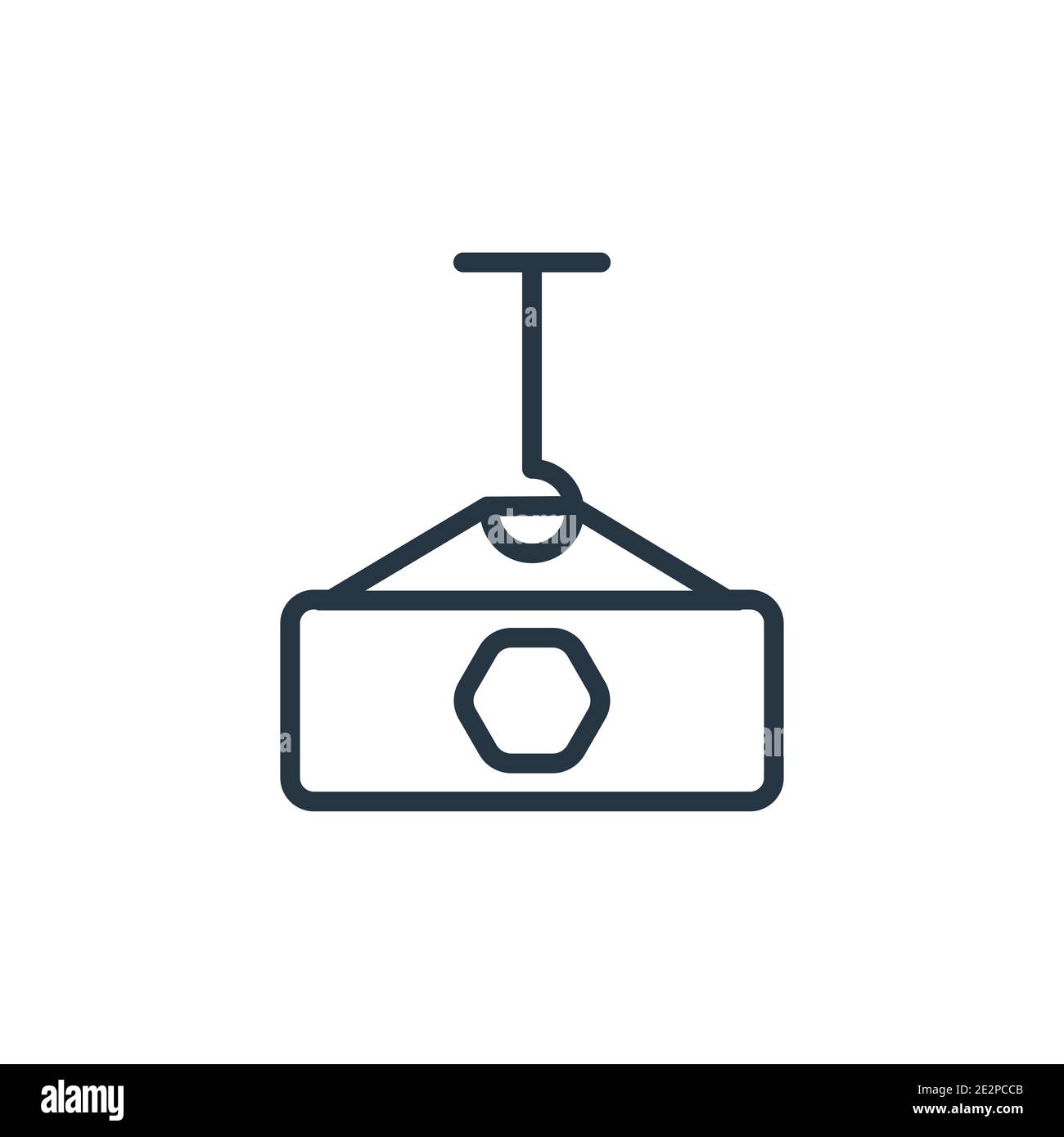 Hook with cargo outline vector icon. Thin line black hook with cargo icon, flat vector simple element illustration from editable construction concept Stock Vector