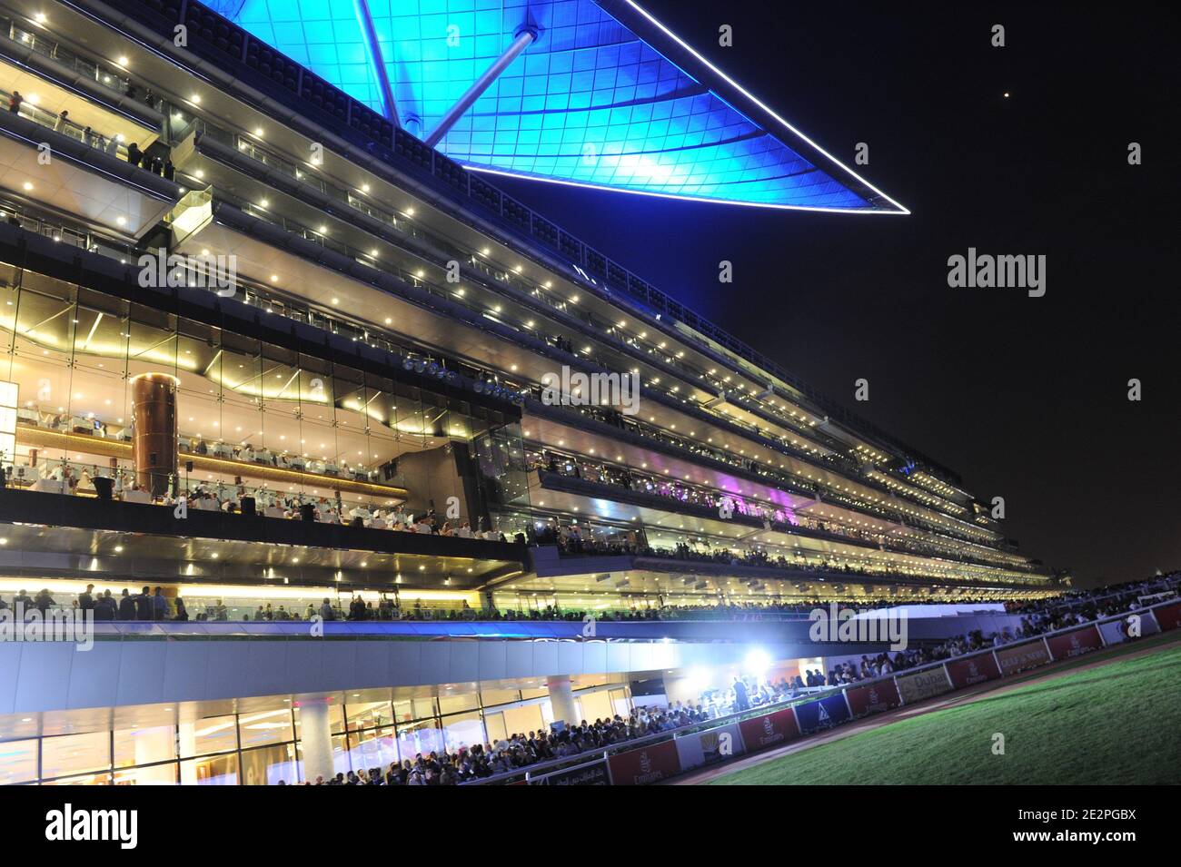 Uae Racetrack Atmosphere at the Meydan racetrack, just inaugurated in Dubai, United ...