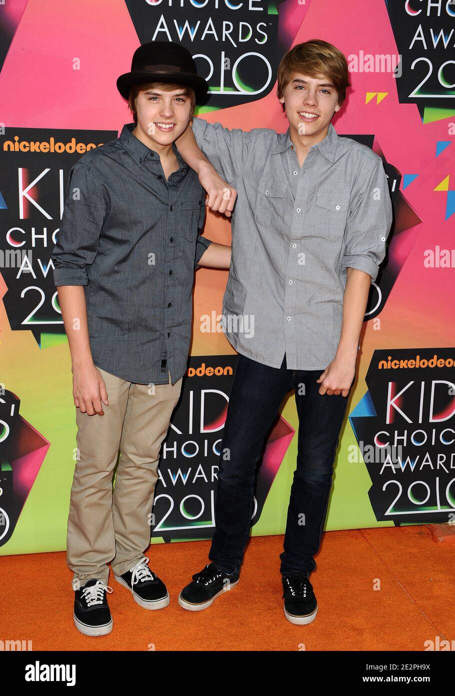 Dylan Sprouse and Cole Sprouse attend the Nickelodeon's 23rd Annual Kids' Choice Awards held at UCLA's Pauley Pavilion. Los Angeles, March 27, 2010. (Pictured: Dylan Sprouse, Cole Sprouse). Photo by Lionel Hahn/ABACAPRESS.COM Stock Photo