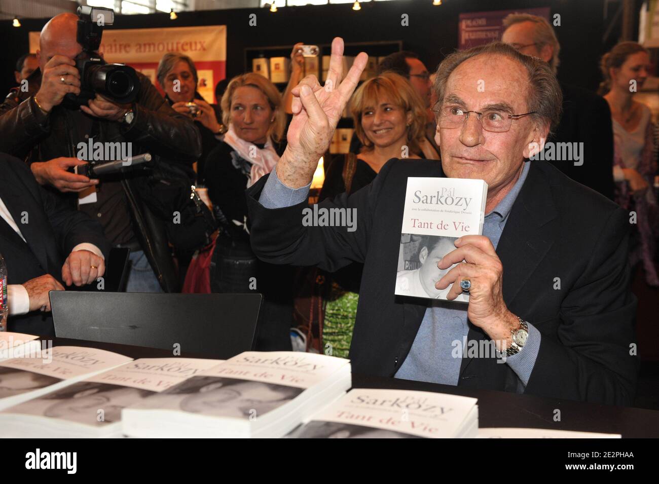 Pal Sarkozy signing copies of his book during 30th Paris Book Fair (Salon du Livre de Paris) held at the Parc des Expositions, Porte de Versailles in Paris, France on March 28, 2010. Photo by Briquet-Gorassini/ABACAPRESS.COM Stock Photo