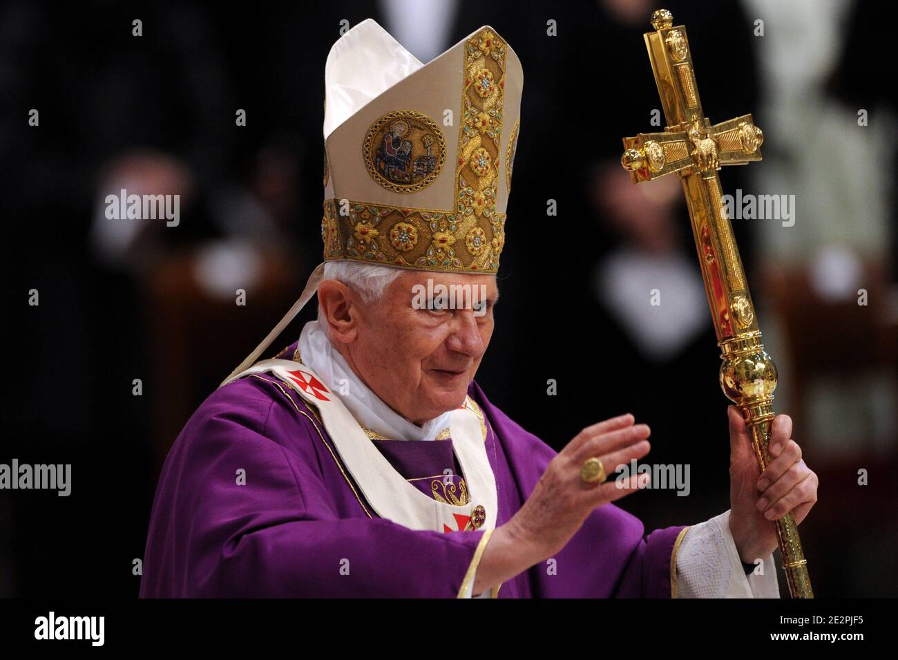 Pope Benedict XVI leads the mass in memory of John Paul II on the ...
