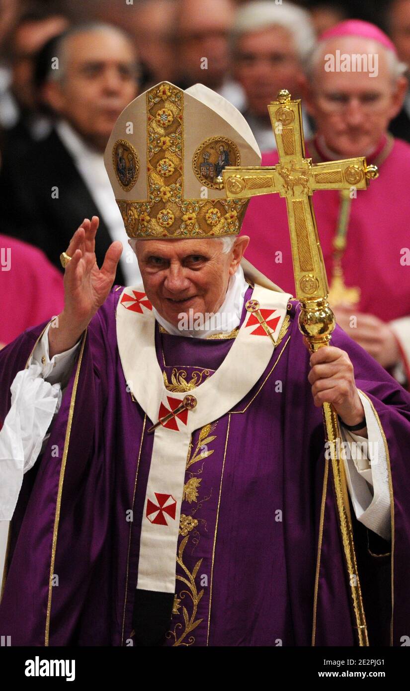 Pope Benedict XVI leads the mass in memory of John Paul II on the ...