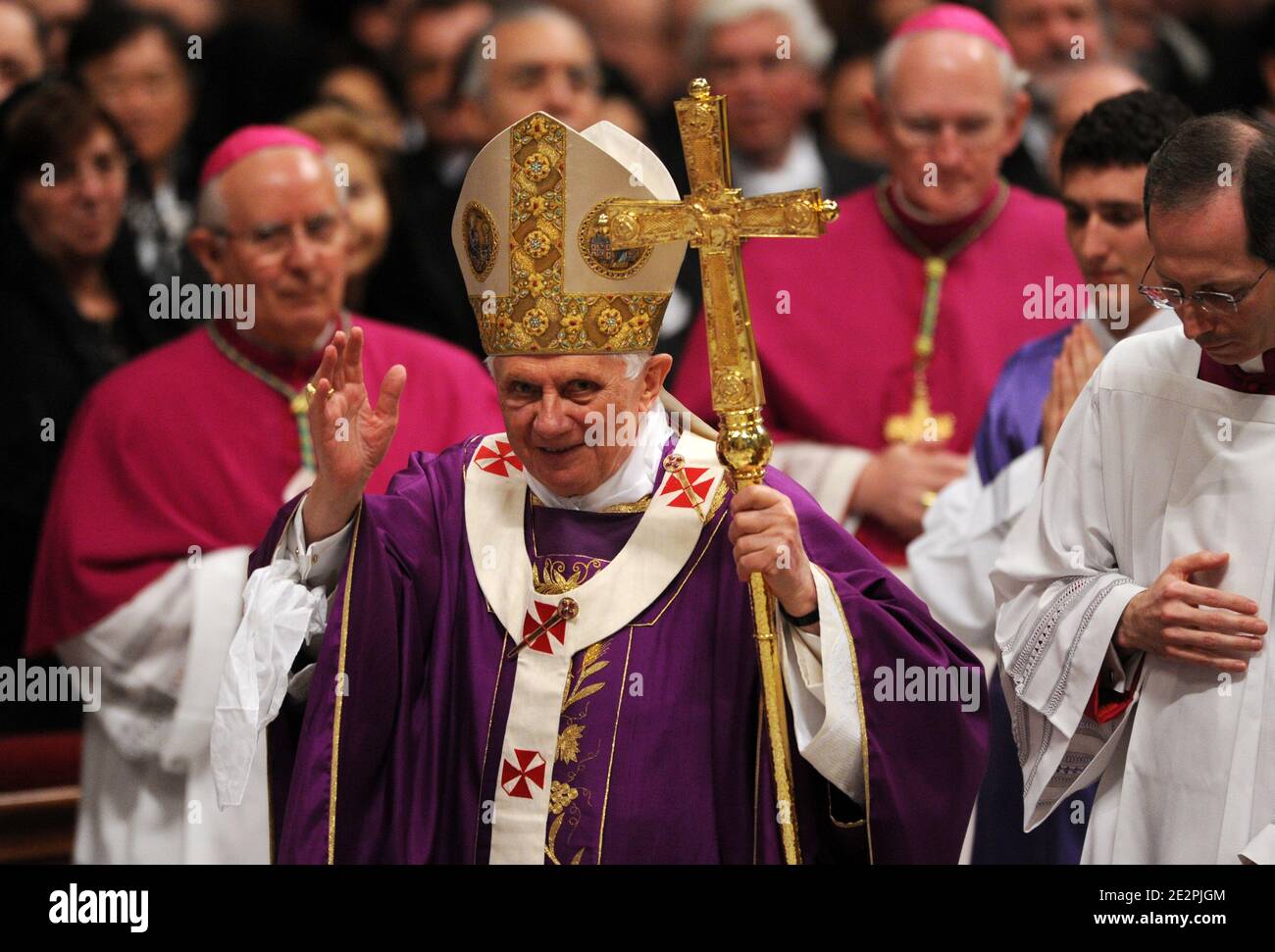 Pope Benedict XVI leads the mass in memory of John Paul II on the ...