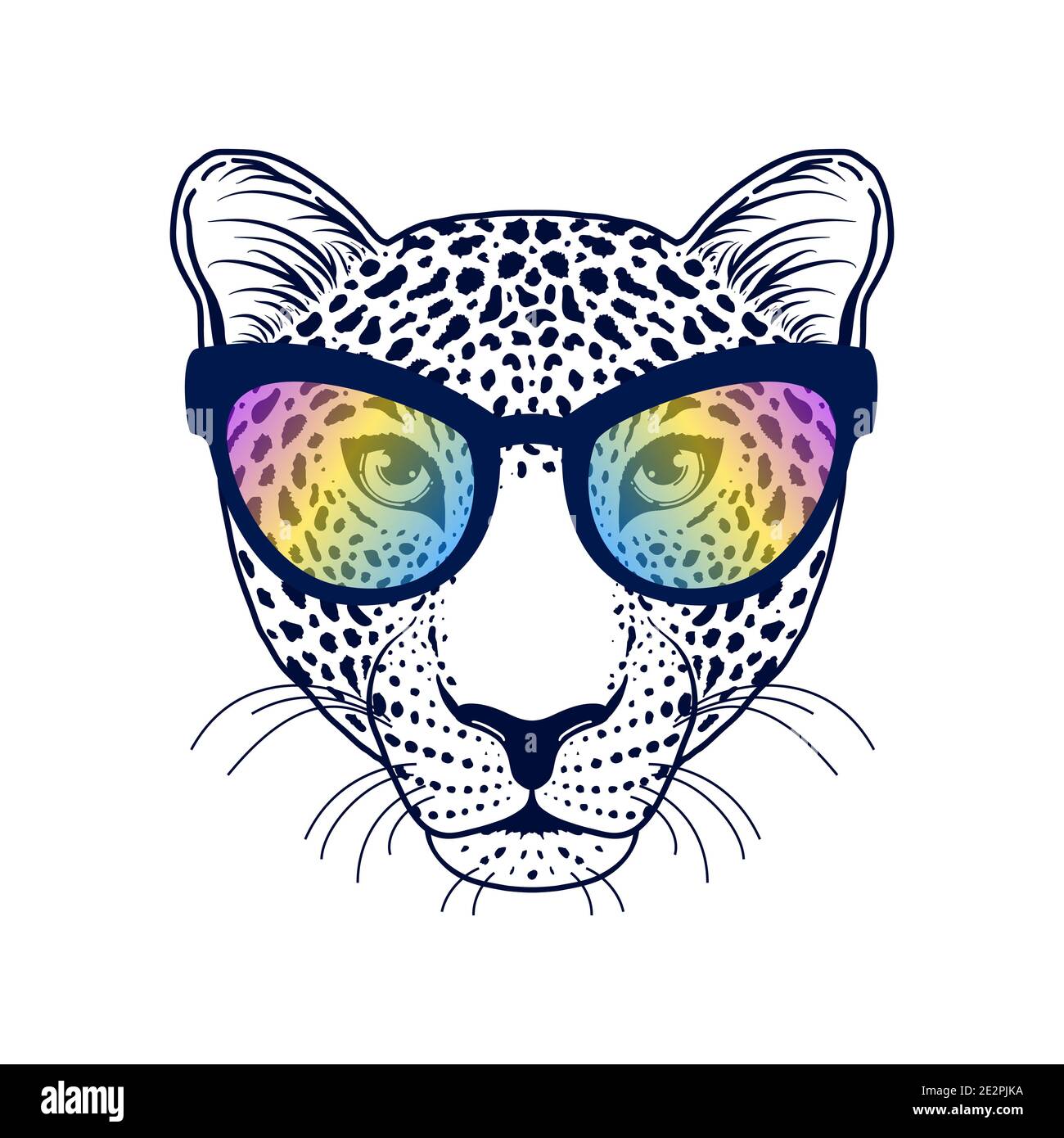 Leopard muzzle with sunglasses Stock Vector