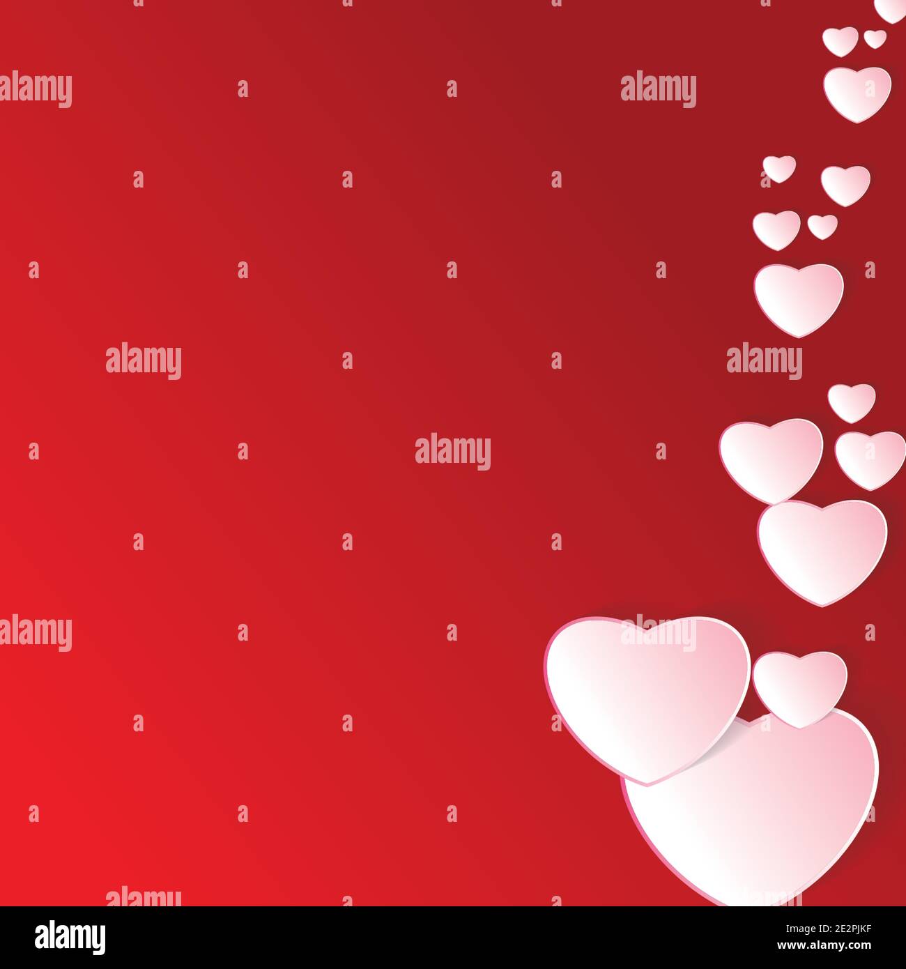 Valentines day vector paper with red background. Heart design and cloud ...