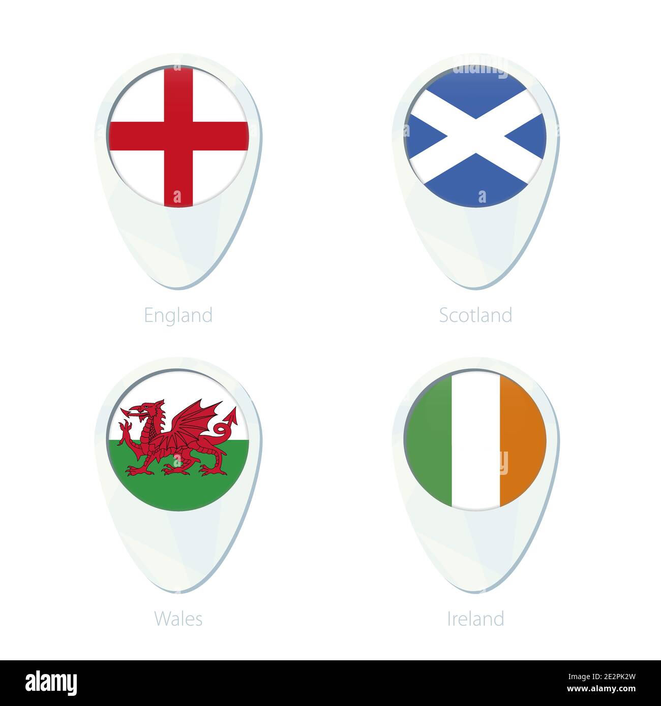 England, Scotland, Wales, Ireland flag location map pin icon. England ...