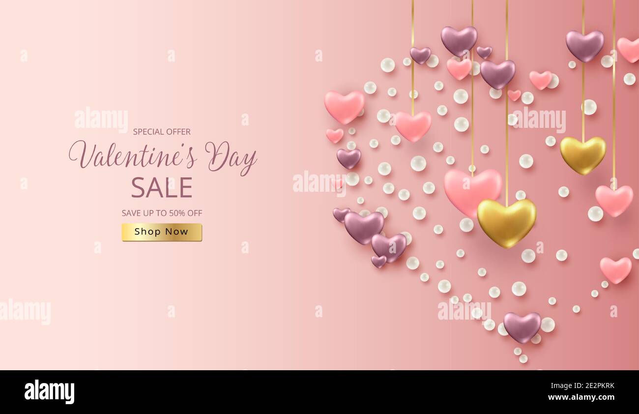 3D dimensional hearts vector icons or logos set, gift boxes on Valentine  day, heart shaped buttons, graphic design elements collection. Stock Vector