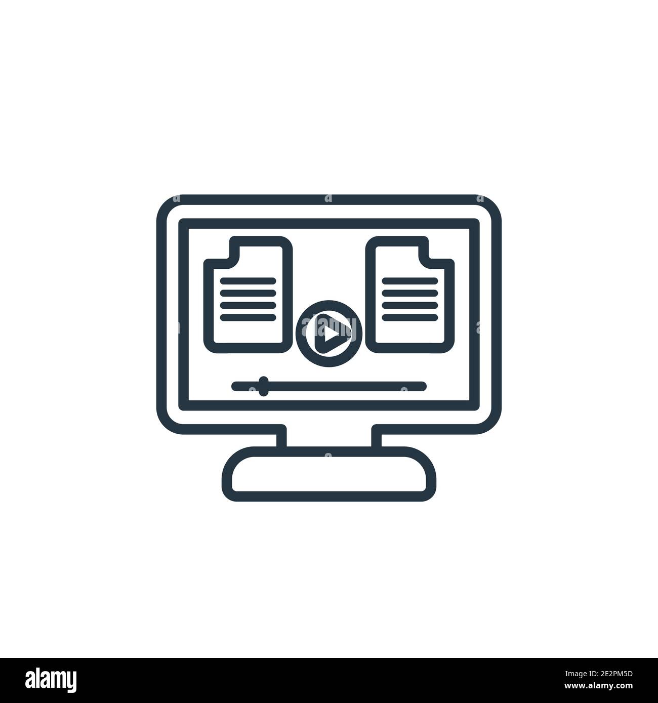 Video tutorials outline vector icon. Thin line black video tutorials icon, flat vector simple element illustration from editable e learning concept is Stock Vector